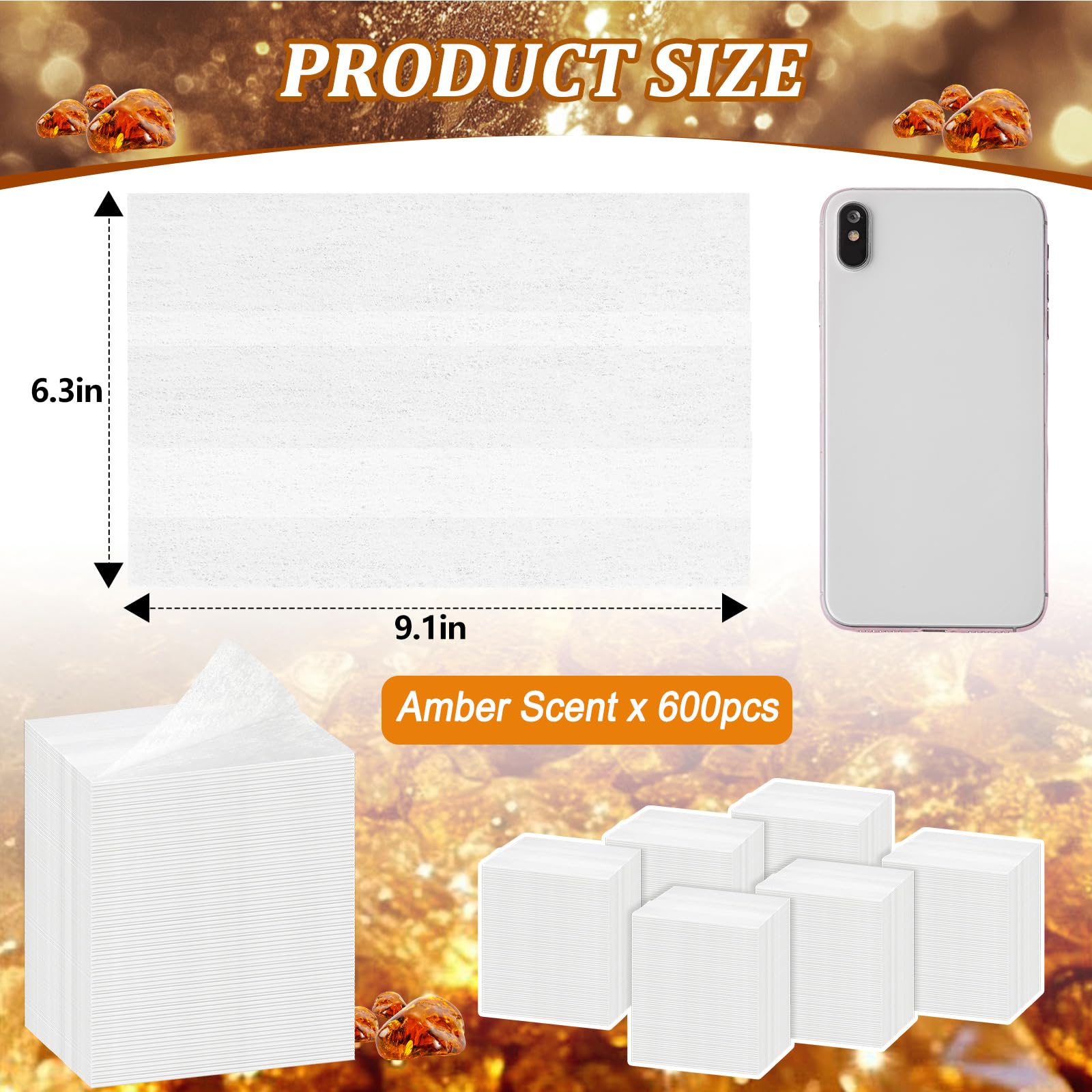 600 Count Dryer Sheets Bulk Fabric Softener Amber Vanilla Scent Dryer Sheets Naturally Softens and Removes Static Cling