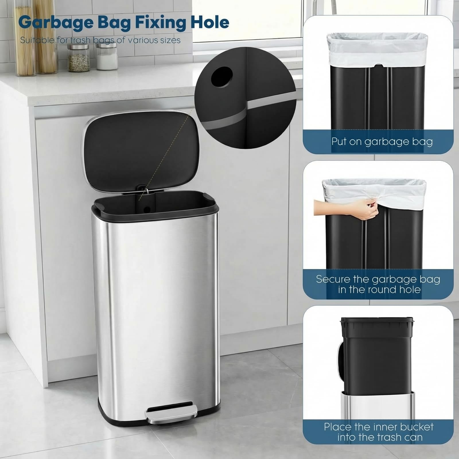 13.2 Gal Kitchen Trash Can