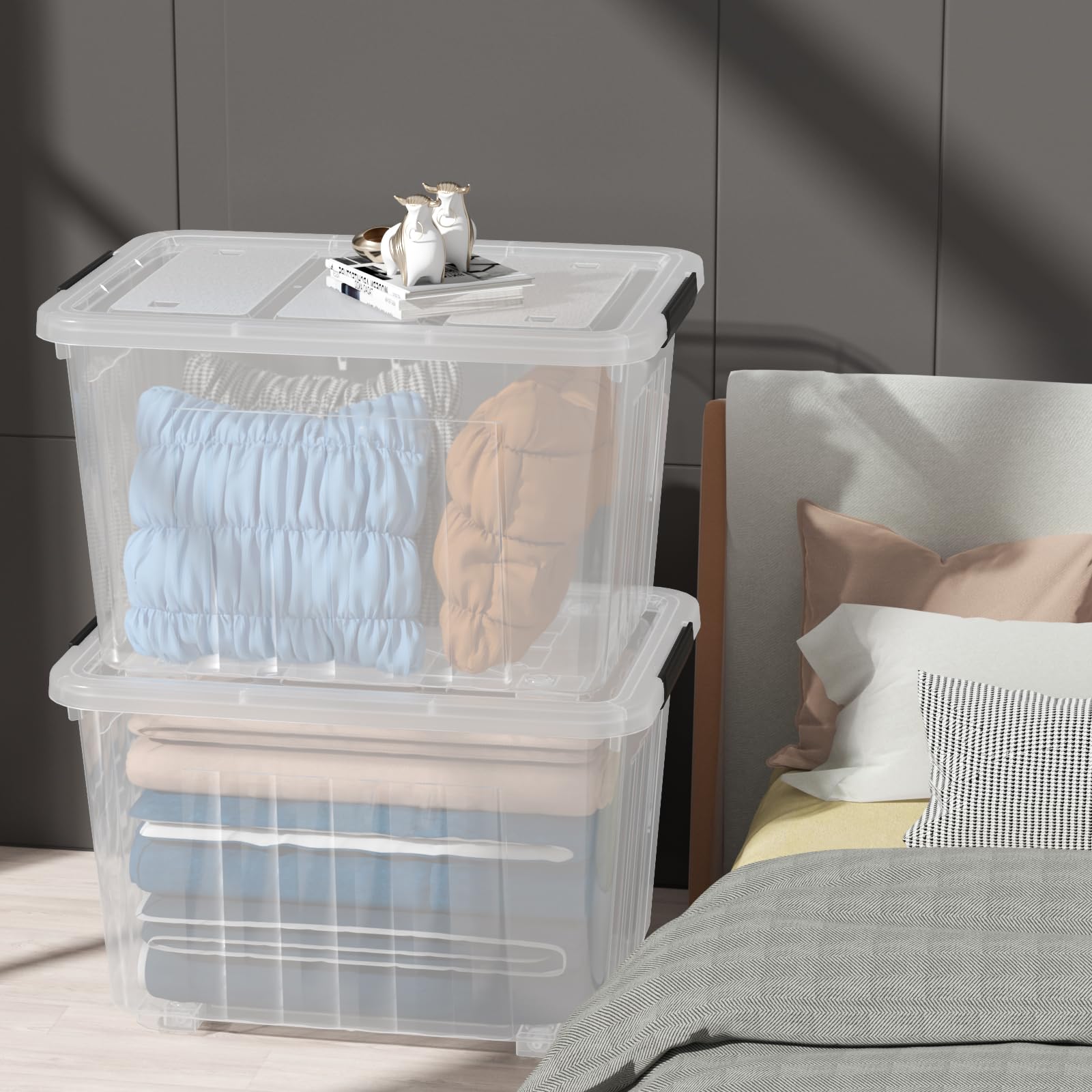 70 Quart Large Clear Storage Bins (4 Count)