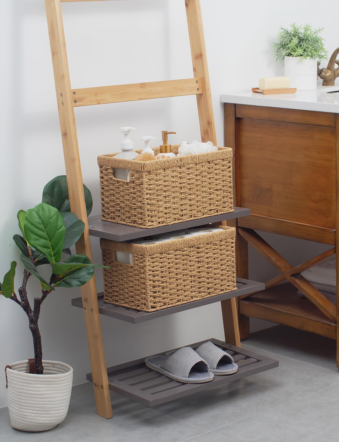 Wicker Storage Baskets for Shelves (2 Count)