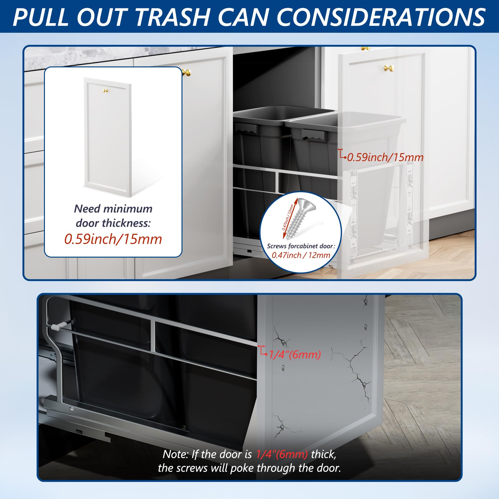 Dual Pull Out Trash Can Under Cabinet with Soft