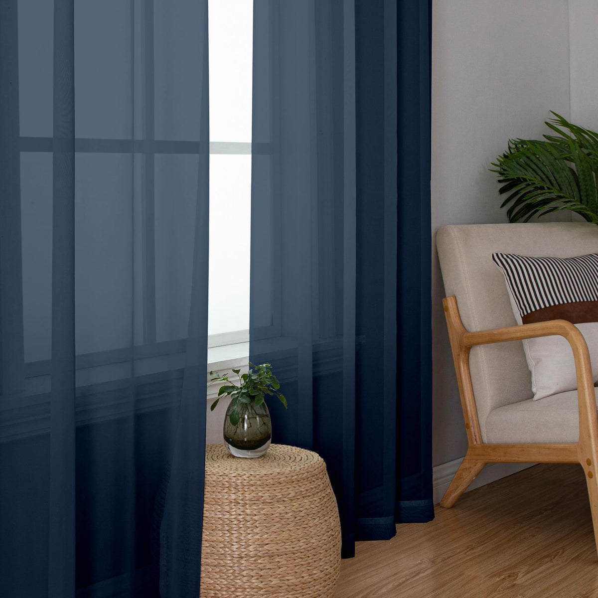Extra Long Sheer Window Curtain Panels 120 Inch 2 PCS