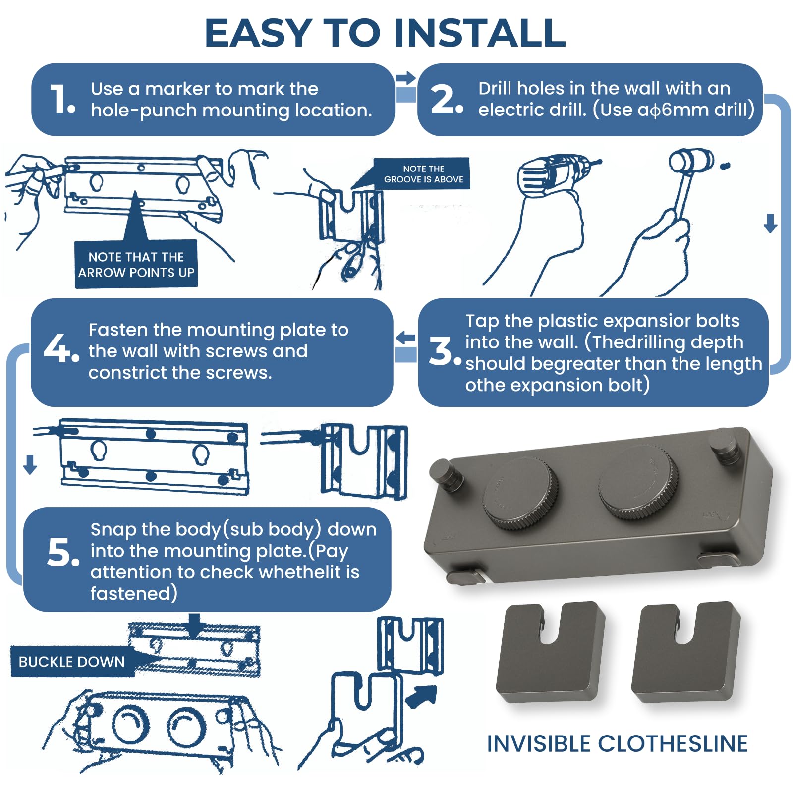Retractable Clothesline Indoor Outside Heavy (13.8 Foot)