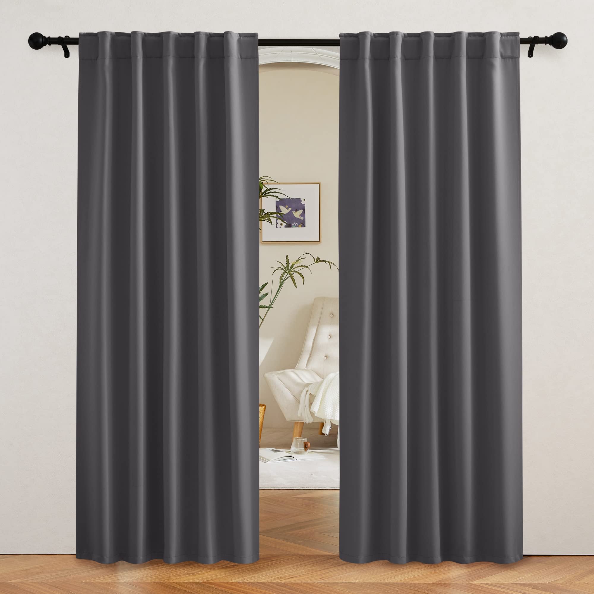 Blackout Curtains 80 inches Long for Bedroom Living Dining Room (2 Count)