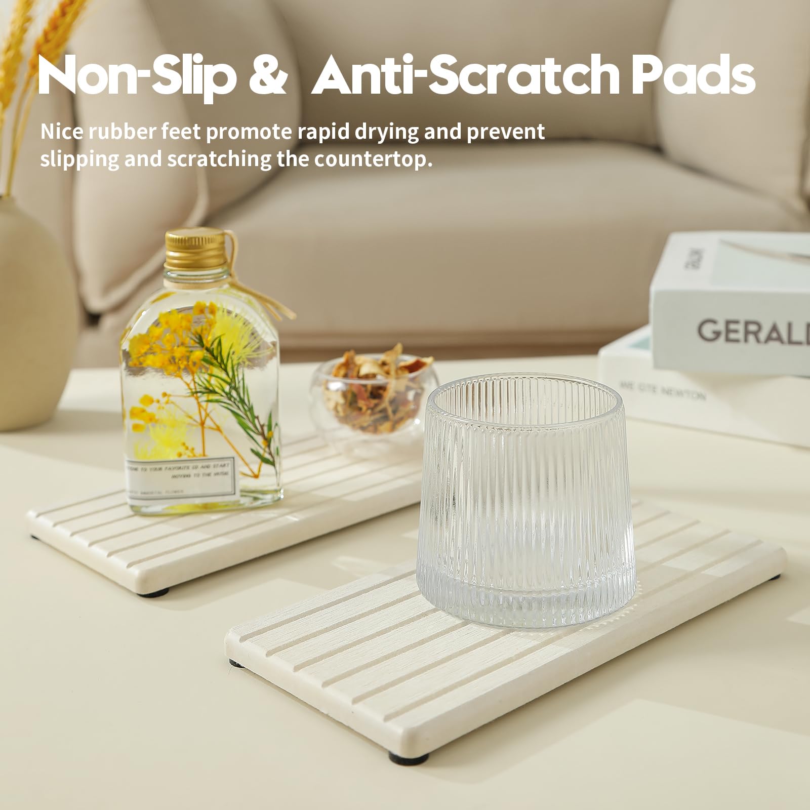 2 Pack Greige Bathroom Sink Vanity Trays (2 Count)