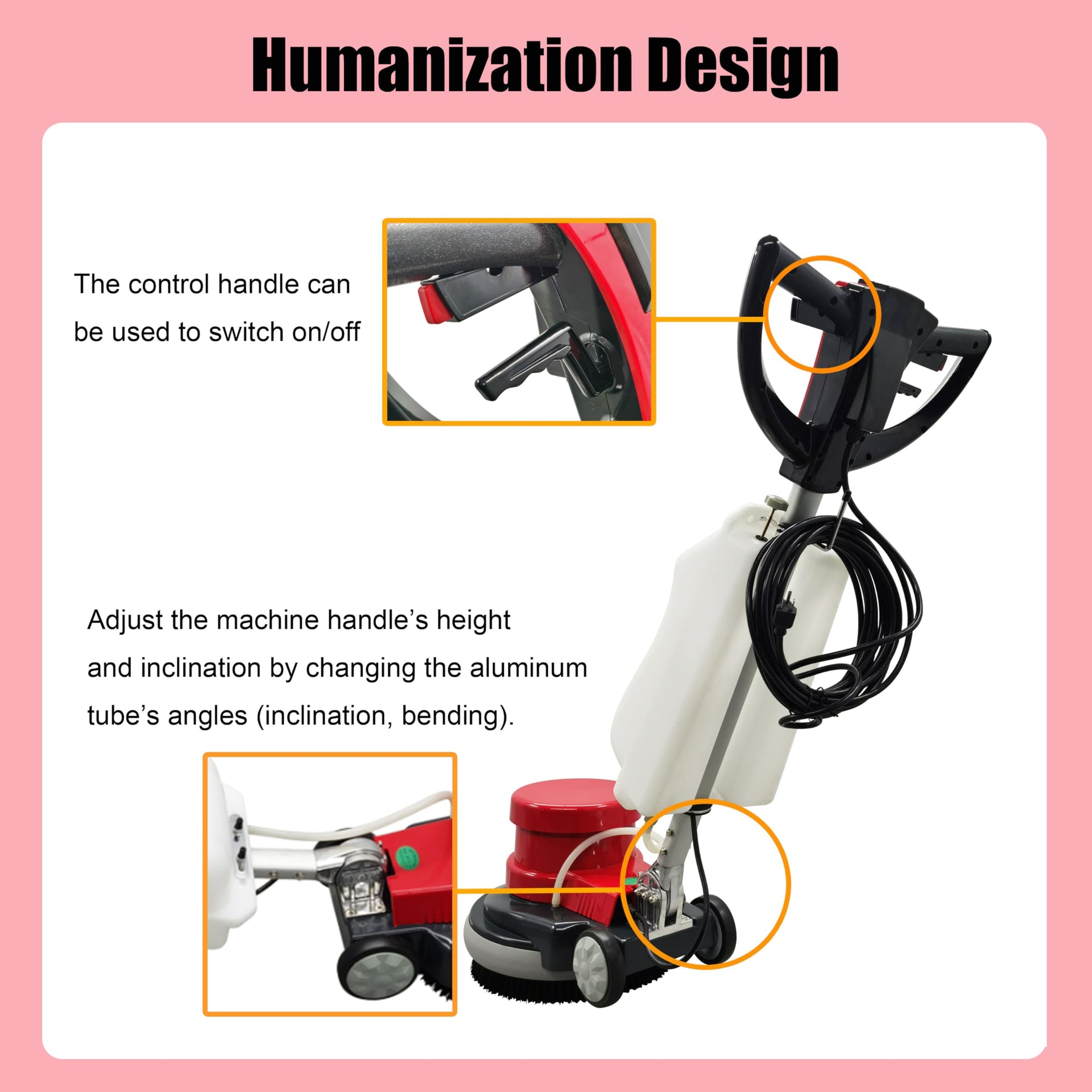 110V 17" Floor Scrubber Buffer Heavy Duty Polisher Machine Polished Waxed Refurbished Tile Scrubber Cleaner Wood Marble Cement Pavement Epoxy Rubber Carpet
