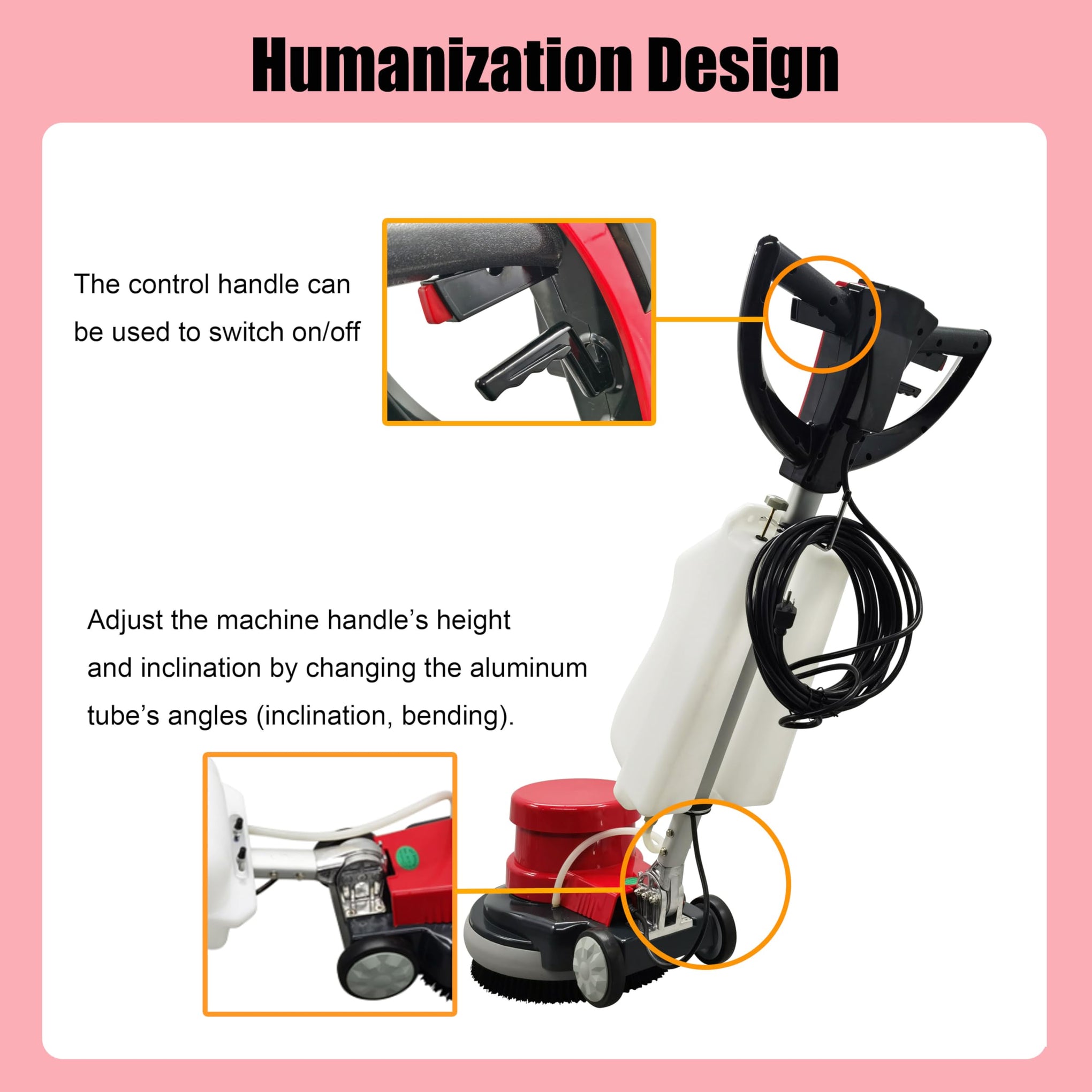 110V 17" Floor Scrubber Buffer Heavy Duty Polisher Machine Polished Waxed Refurbished Tile Scrubber Cleaner Wood Marble Cement Pavement Epoxy Rubber Carpet
