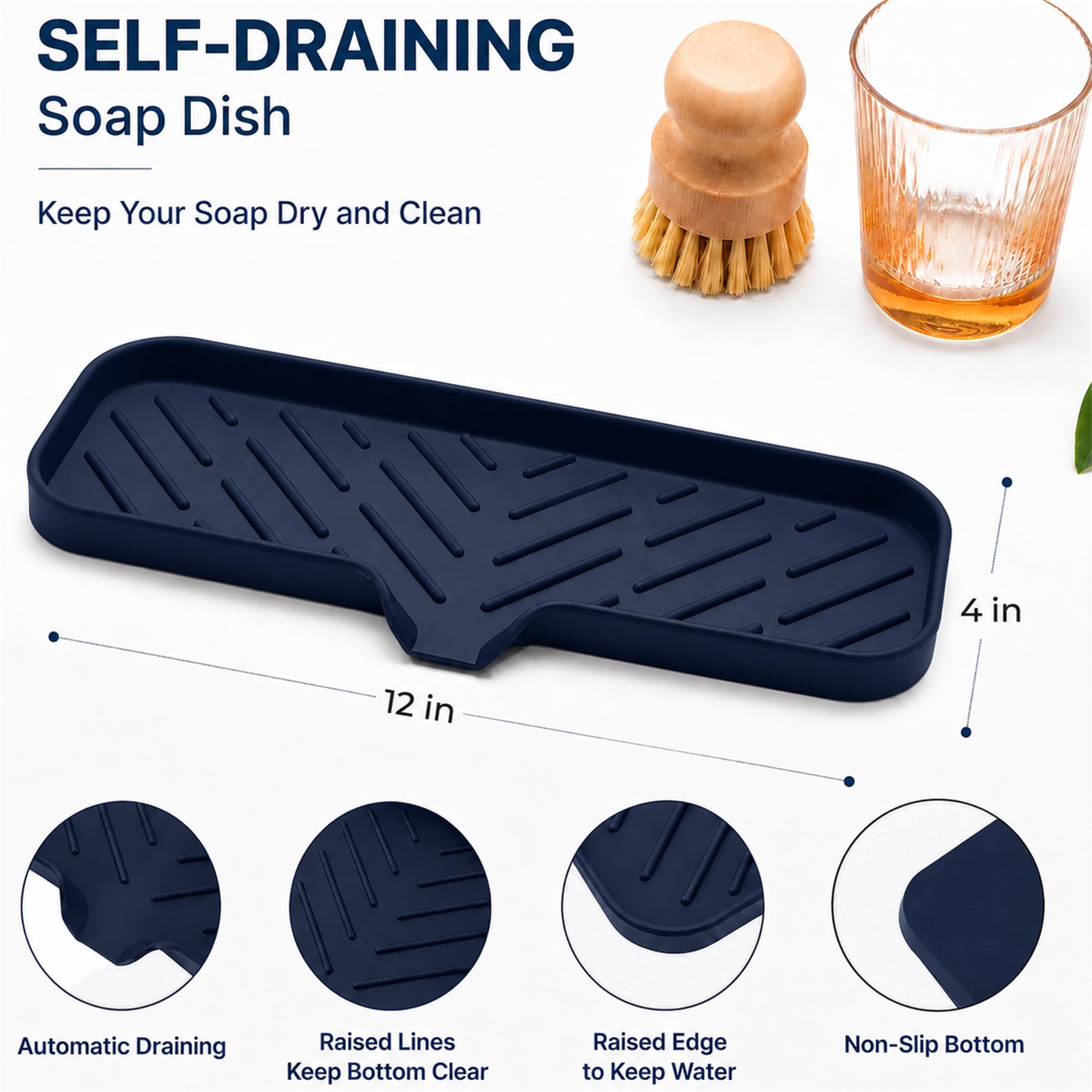 Silicone Soap Dish with Drain Spout