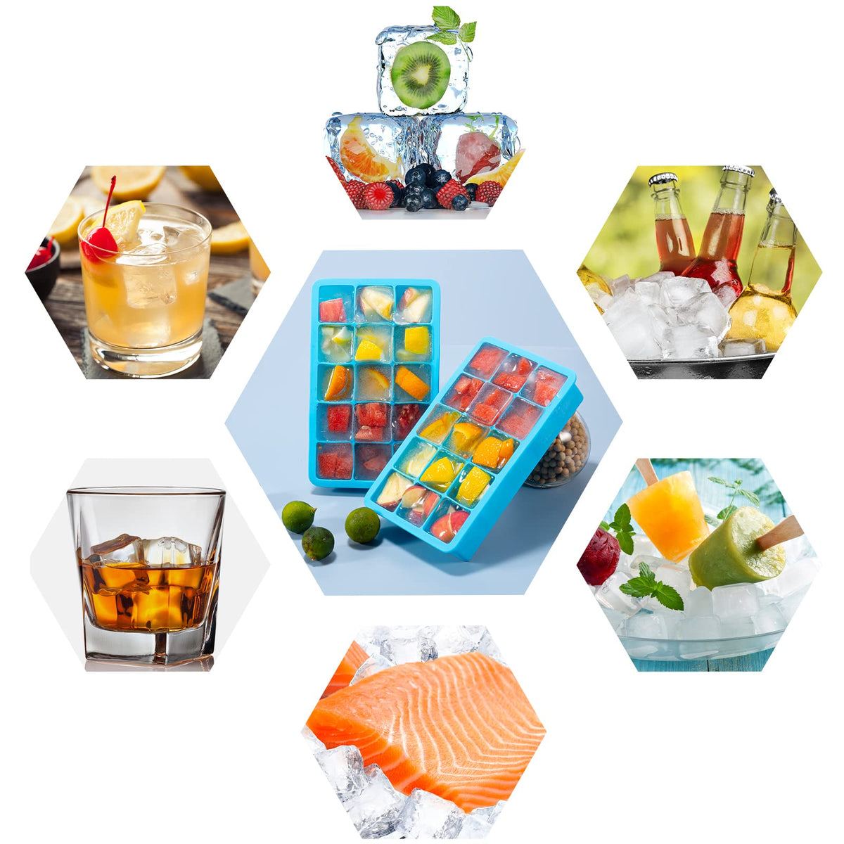 2 Pack Silicone Ice Cube Trays (2 Count)