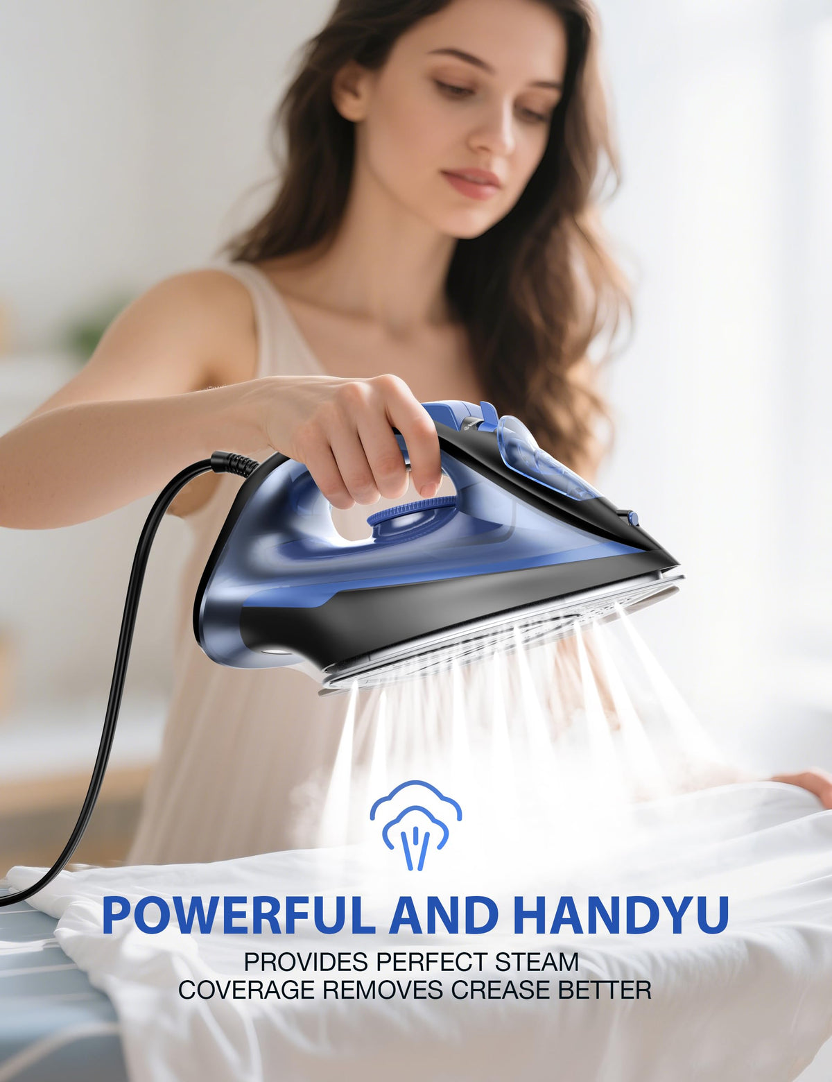 1500W Steam Iron with Ceramic Soleplate & Auto