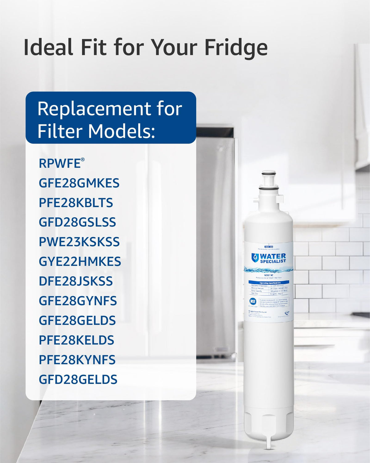 WS619C Refrigerator Water Filter Replacement for GE® RPWFE®