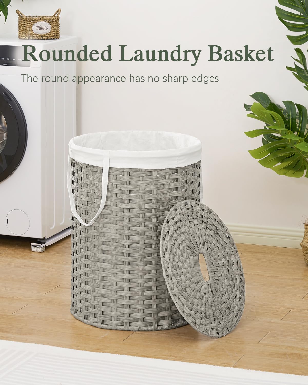 Laundry Basket with Lid Round 29.1 Gal