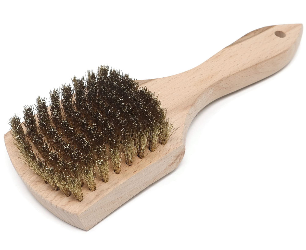 Brass Wire Utility Scrub Brush for Cleaning 9" Hardwood Handle
