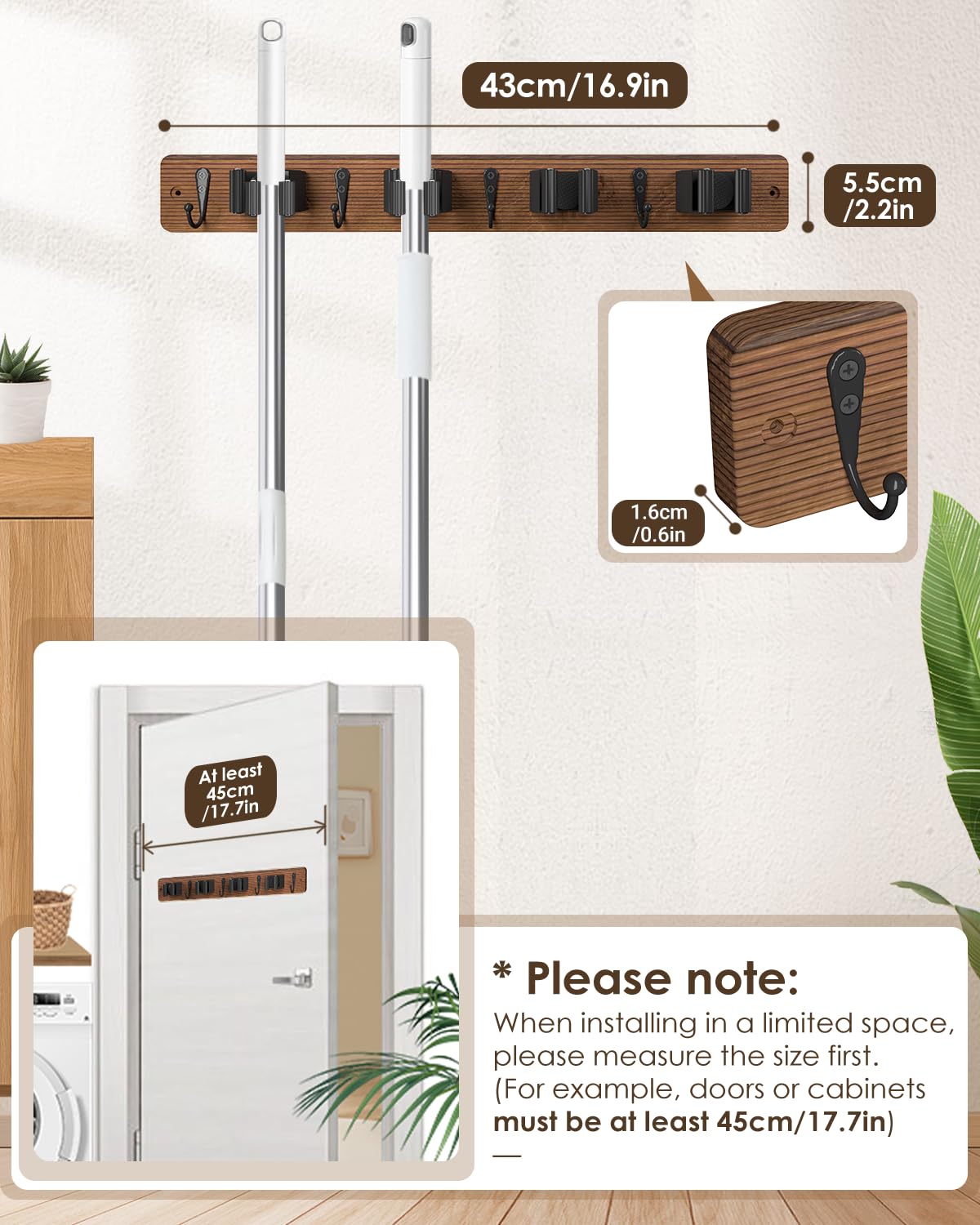 Broom Holder Wall Mount