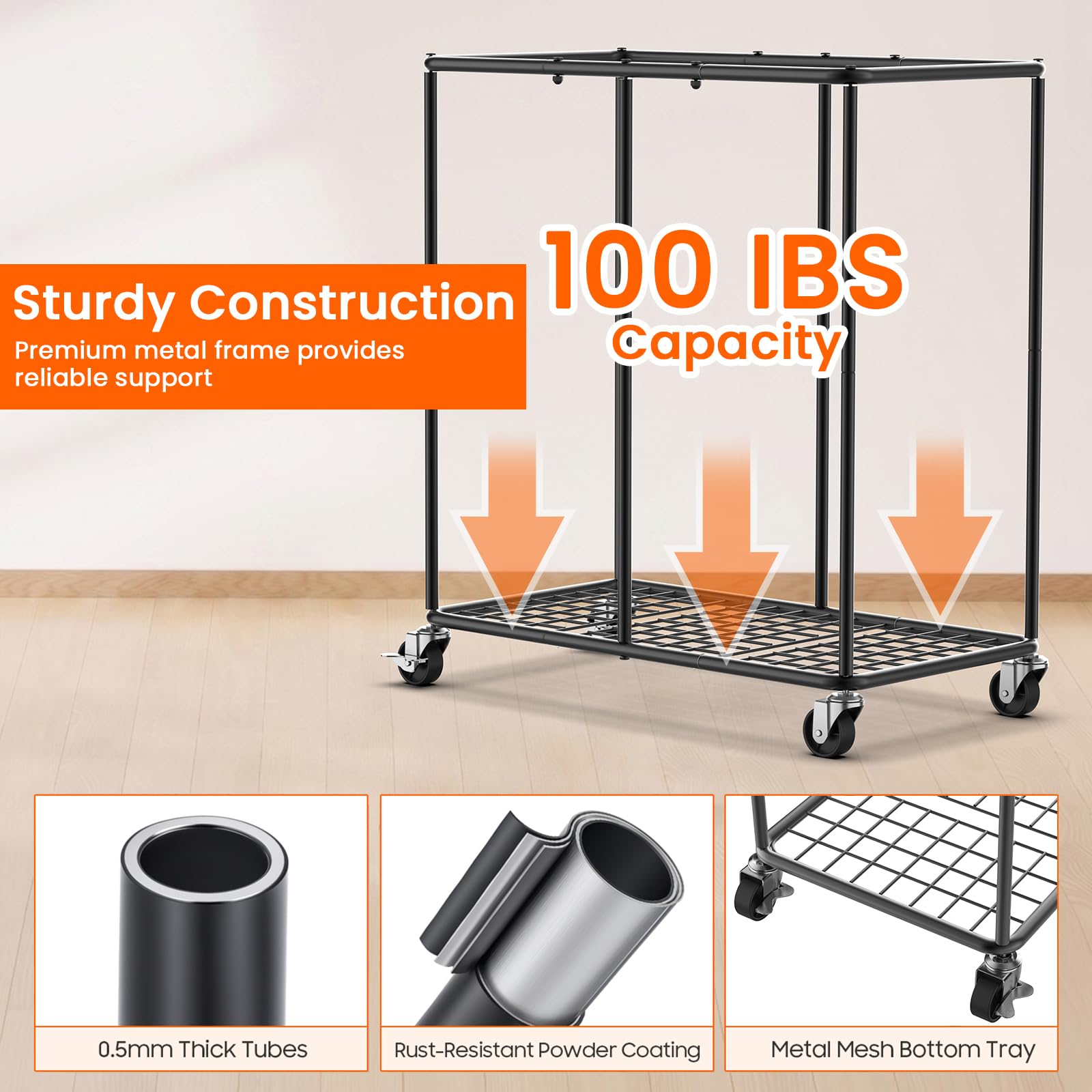 250L Laundry Hamper with Lid & Wheels