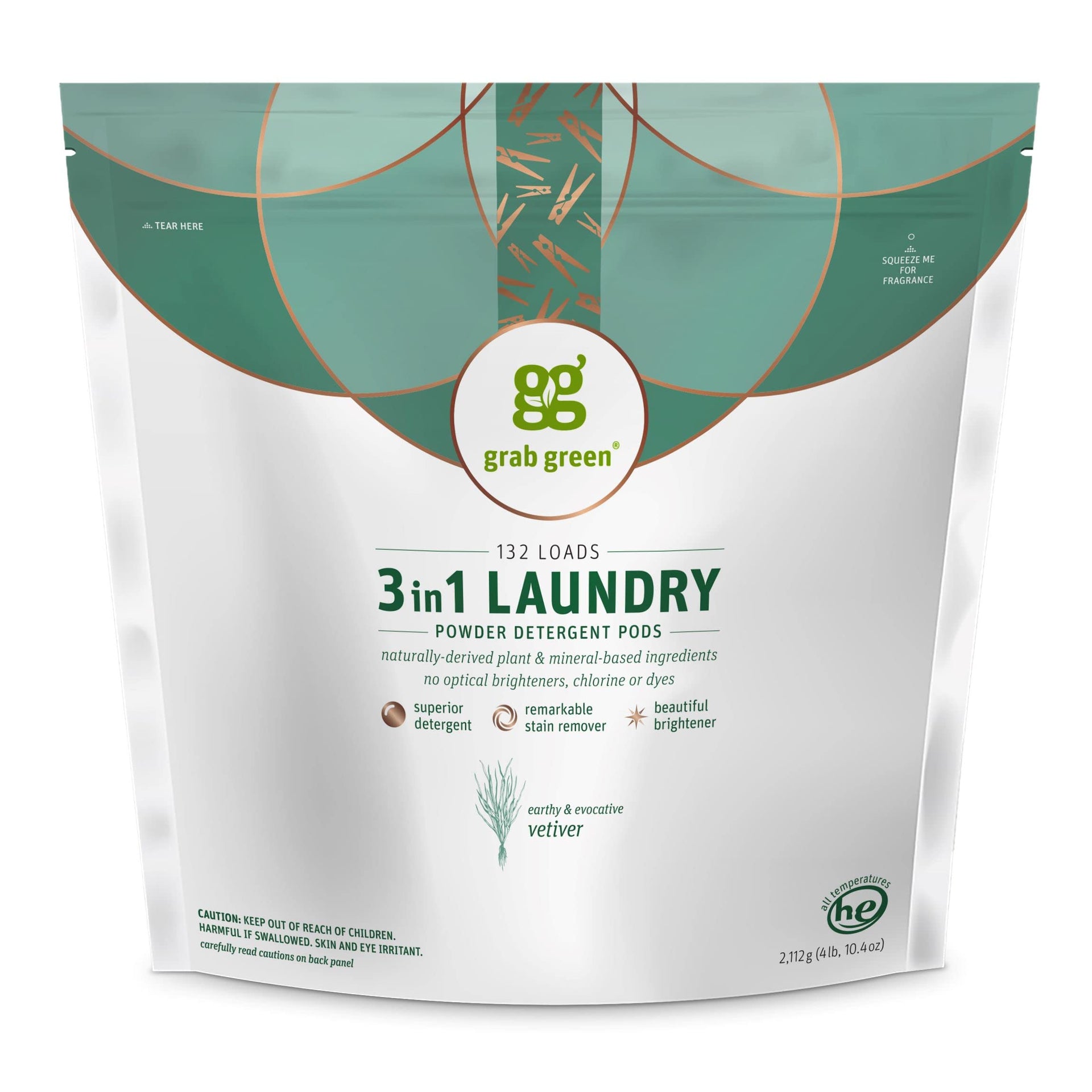 3-in-1 Laundry Detergent Pods, 132 Count, Vetiver
