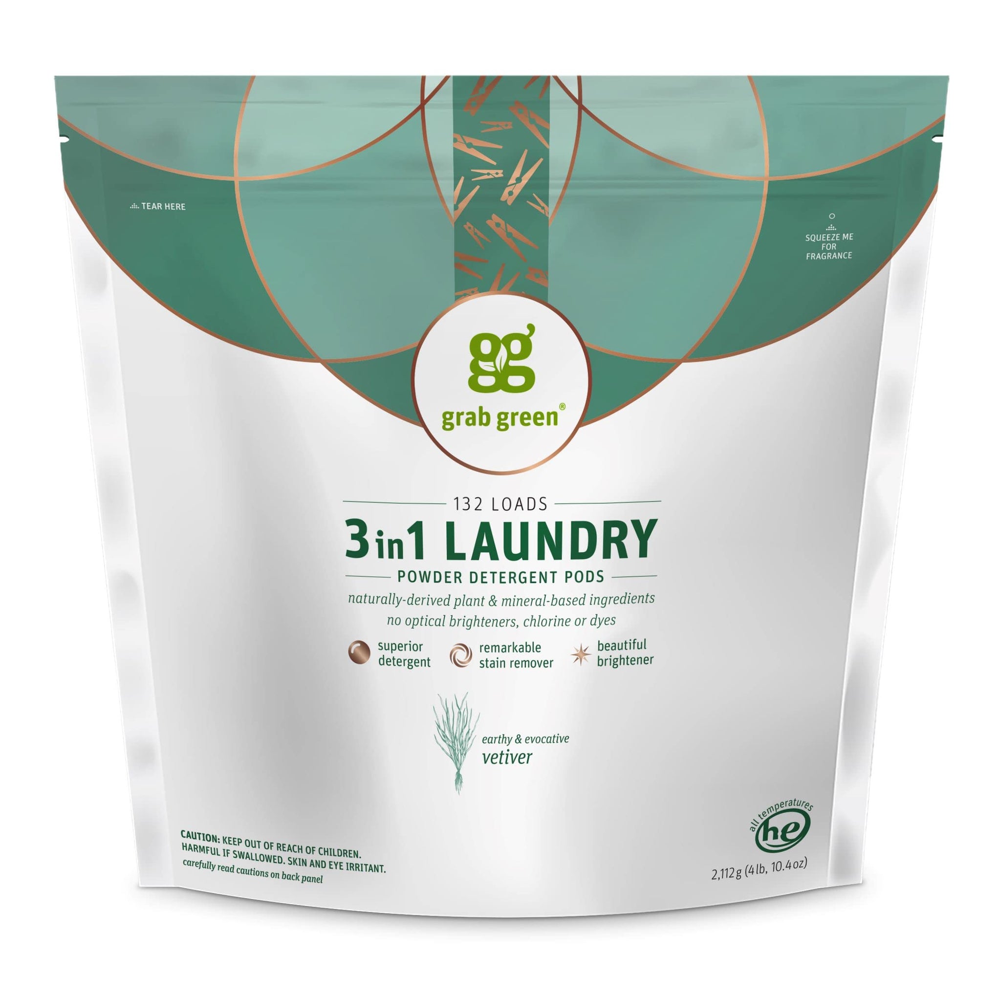 3-in-1 Laundry Detergent Pods, 132 Count, Vetiver