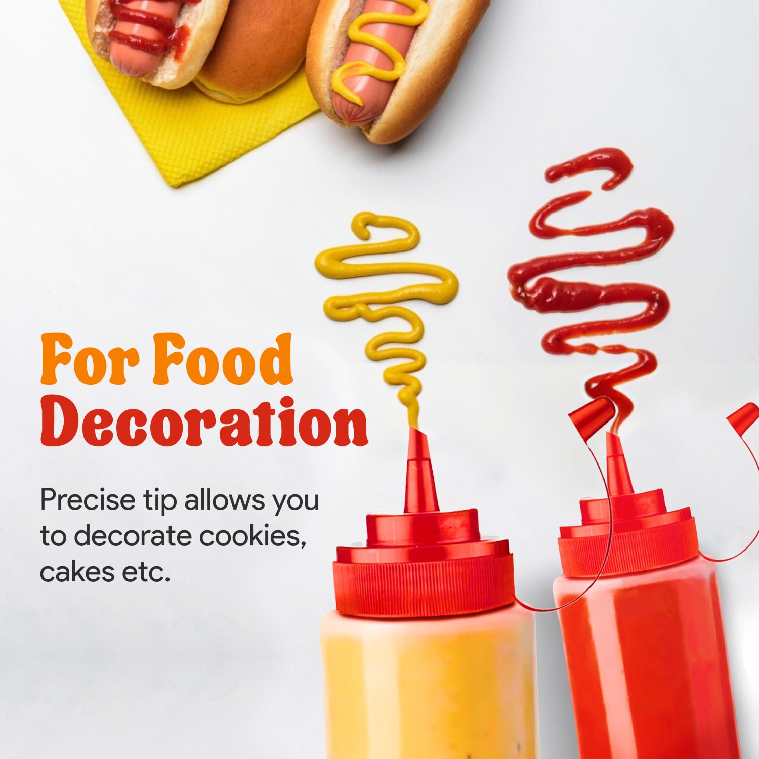 12 oz Condiment Squeeze Bottles for Sauces (6 Count)