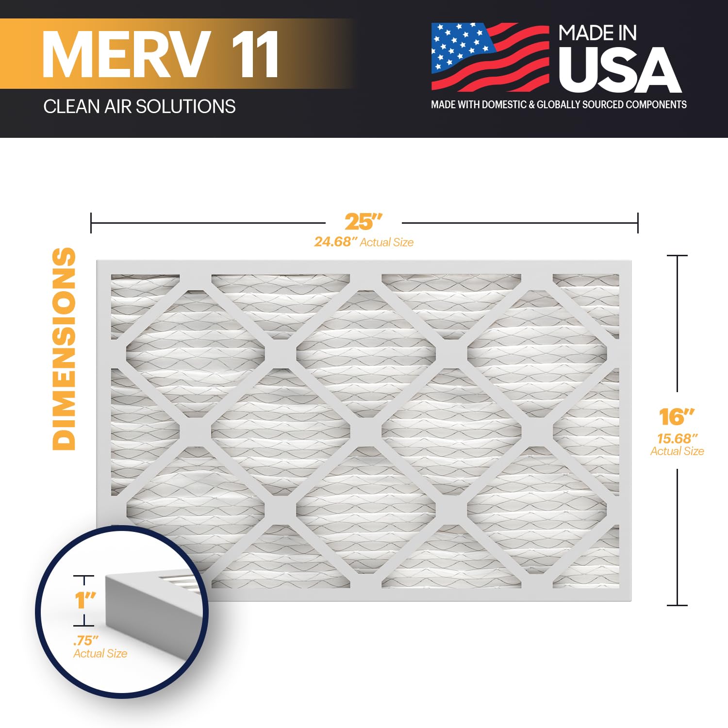 TruFilter 16x25x1 Air Filter MERV 11 (2 Count)