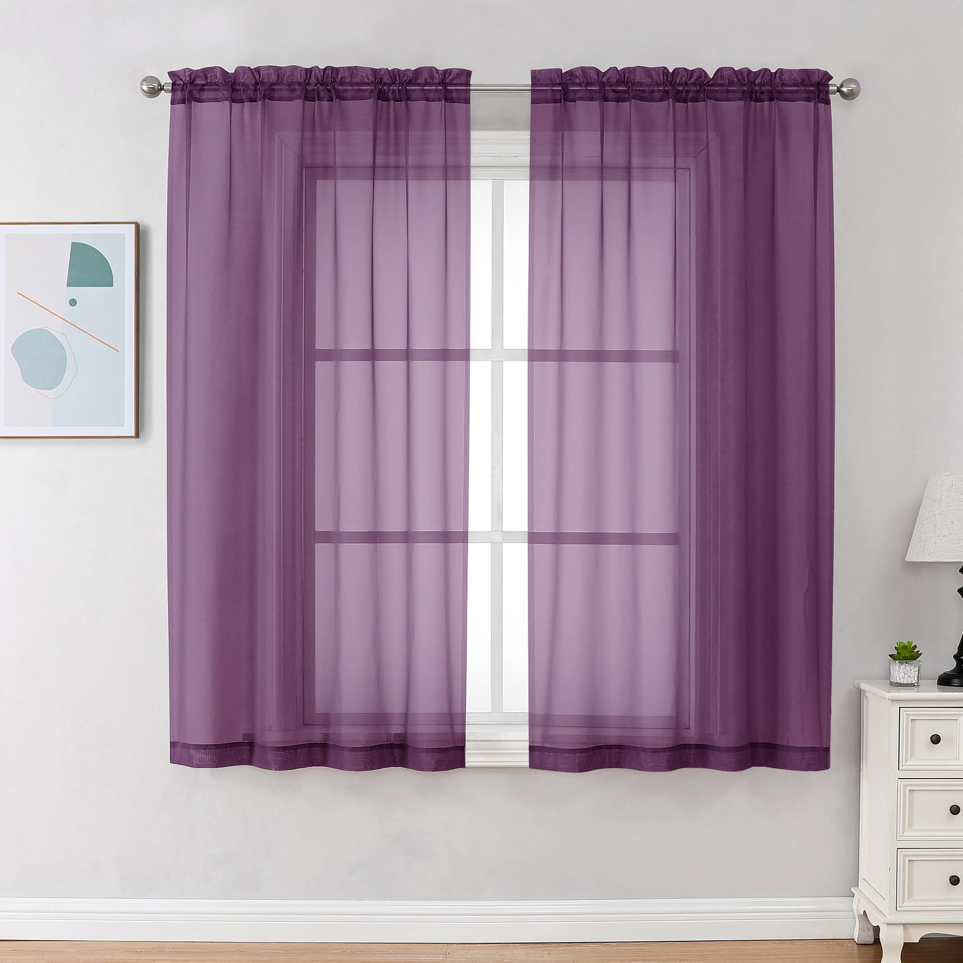 Sheer Curtains 63 Inch Length 2 Panels (2 Count)