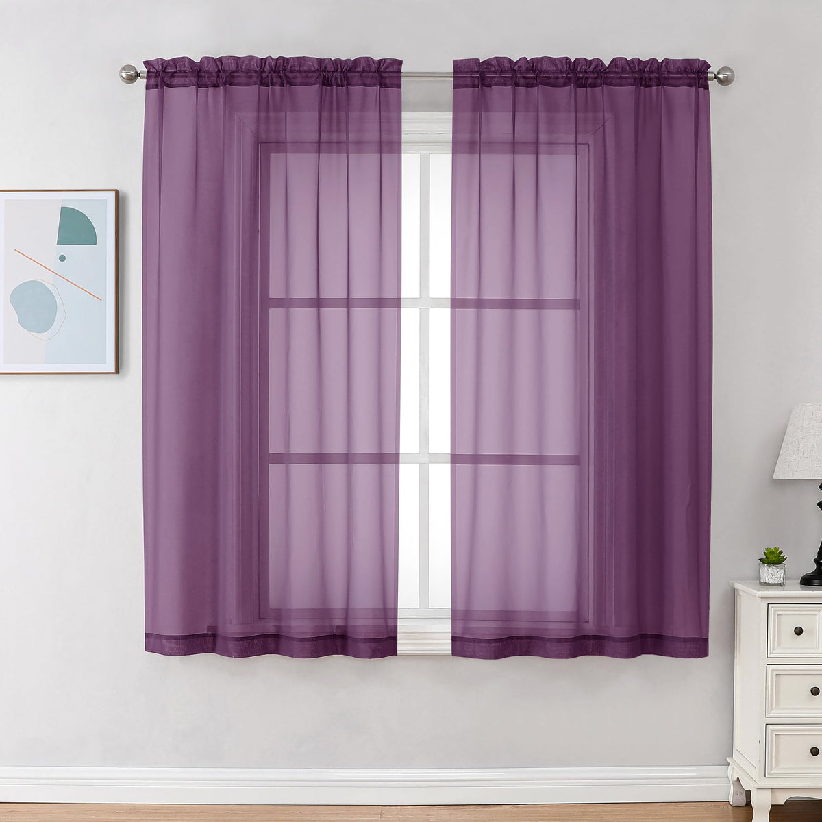 Sheer Curtains 63 Inch Length 2 Panels (2 Count)
