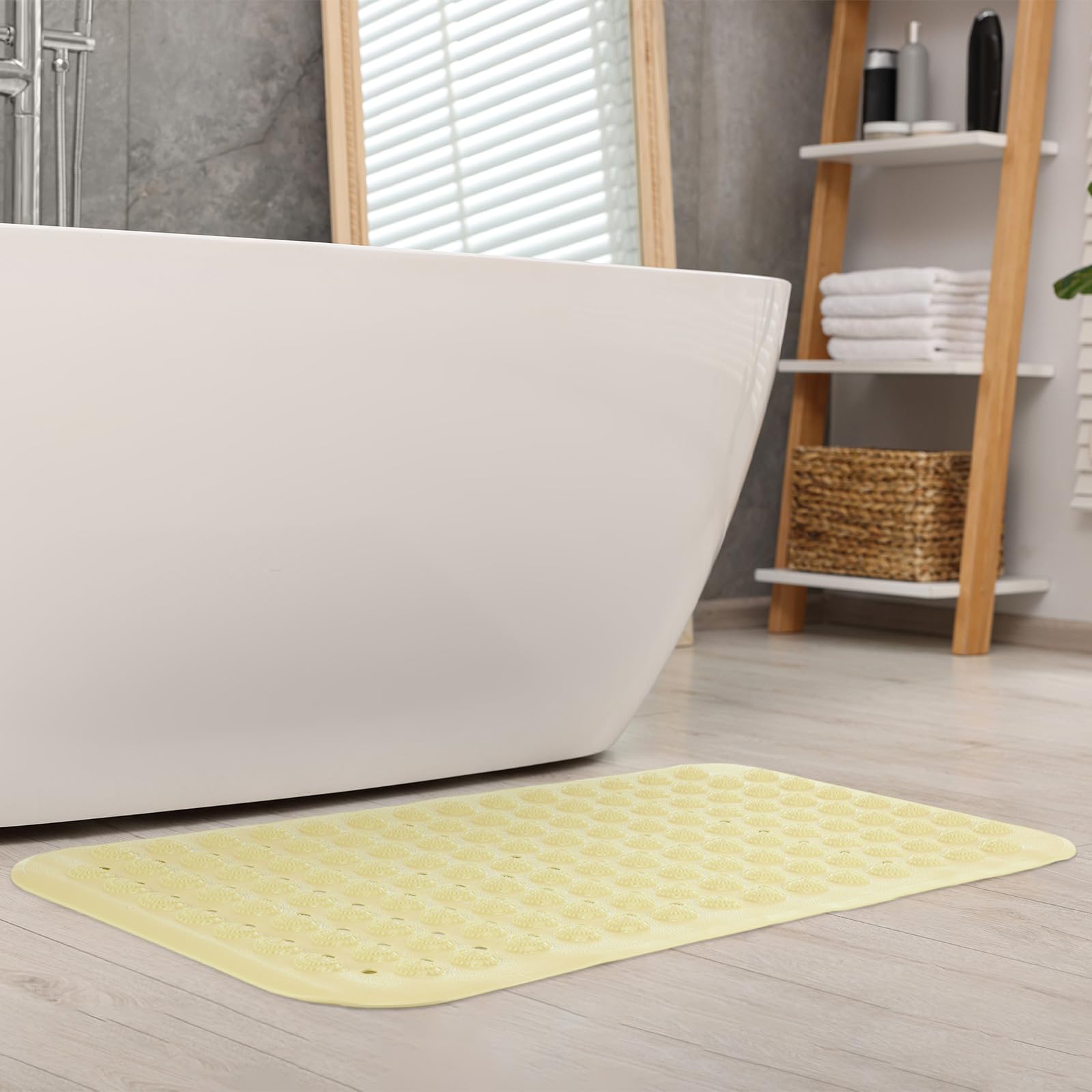 6 Pcs Non Slip Bath Mats 27.6x14.2 Inches TPE Bathtub Mats with Suction Cups Drain Holes Textured Surface Anti Slip Shower Pad for Bathroom Tub Adults Elderly Home Hotel (6 Count)