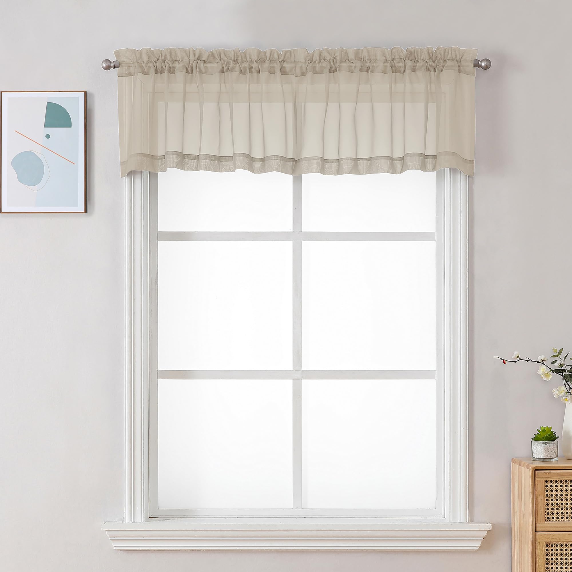 Sheer Taupe Valances for Windows 2 Pack (2 Count)