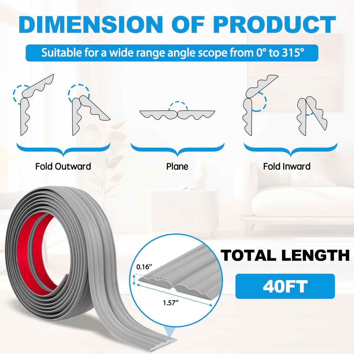 Corner Molding Trim Peel and Stick Wall Corner Protector (40 Foot)