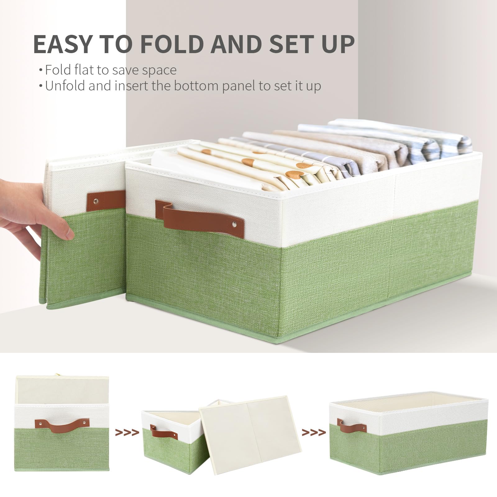 3 Pack Large Capacity Storage Bins Closet Organizer for Shelves (3 Count)