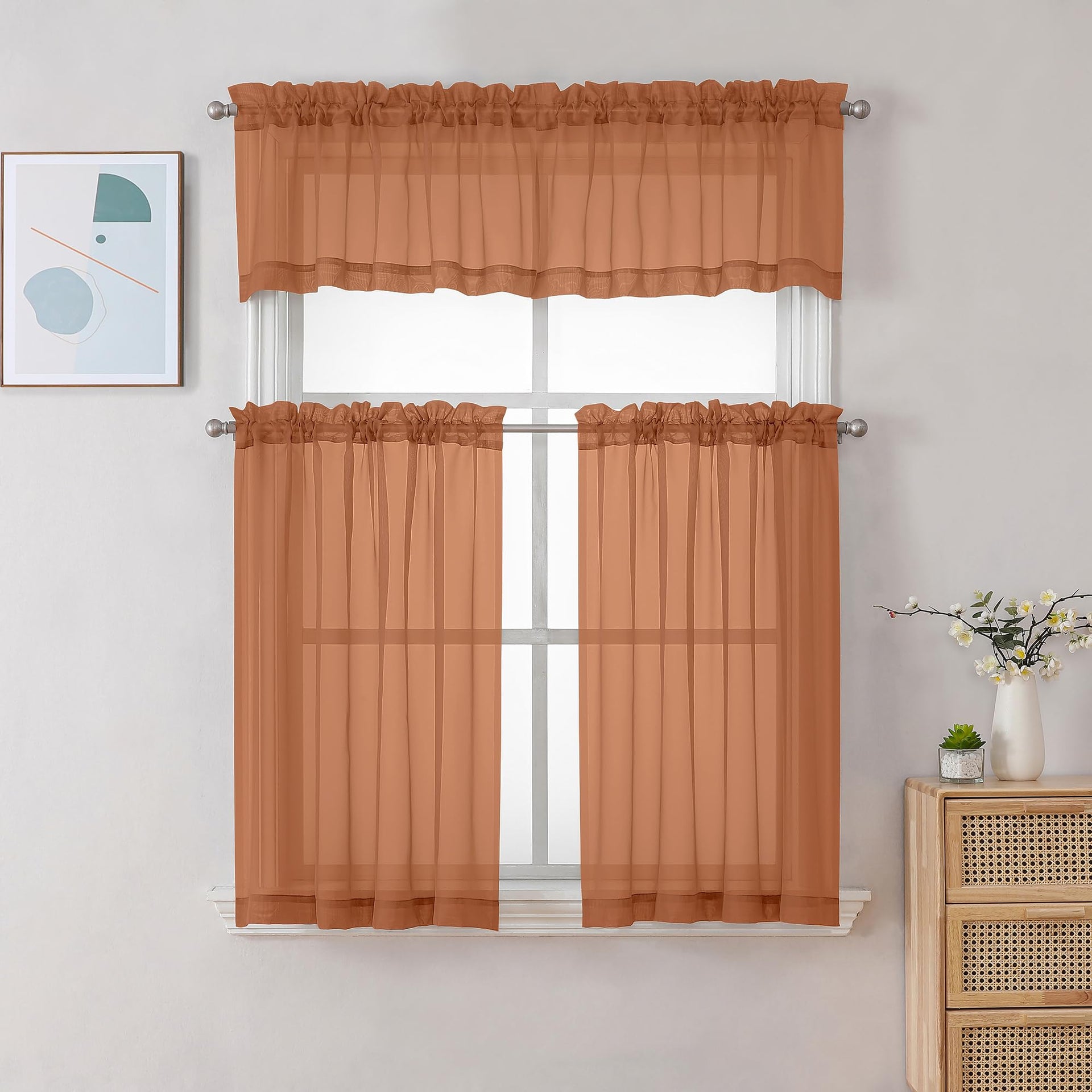 Orange Sheer Valances for Windows (2 Count)