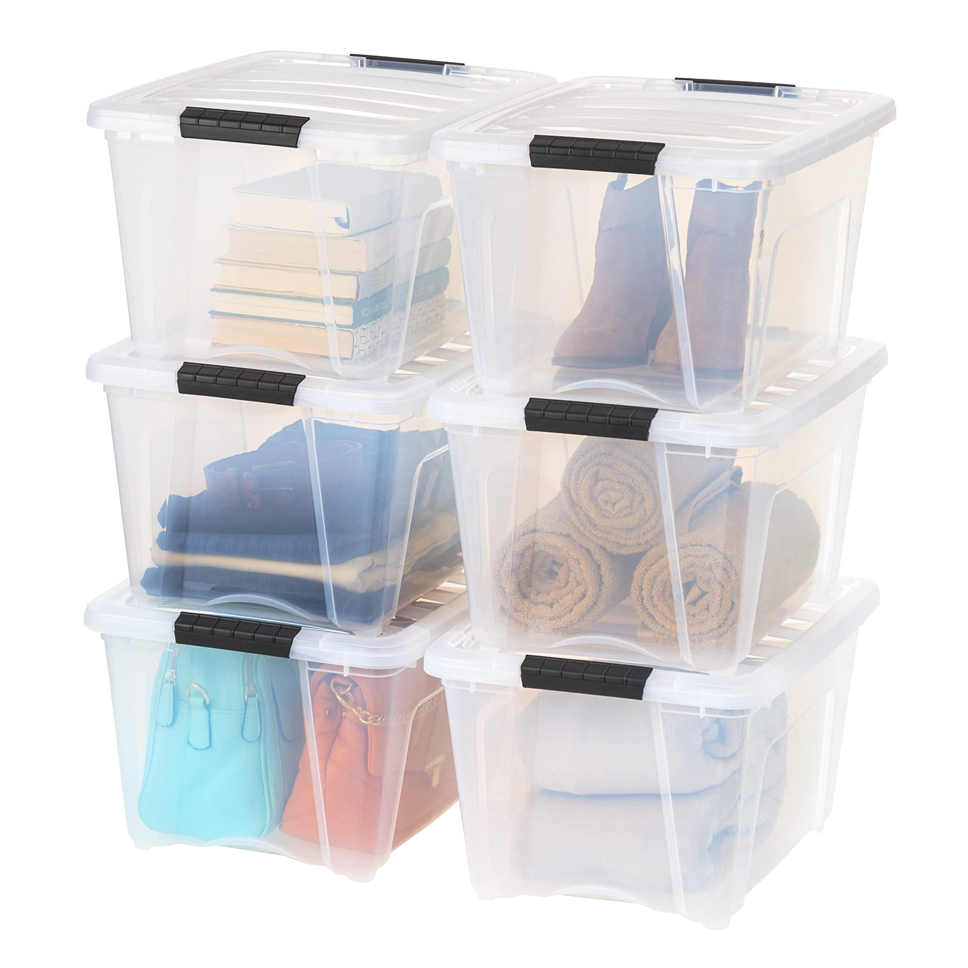 6 Pack 32 Quart Storage Bins with Lids (6 Count)