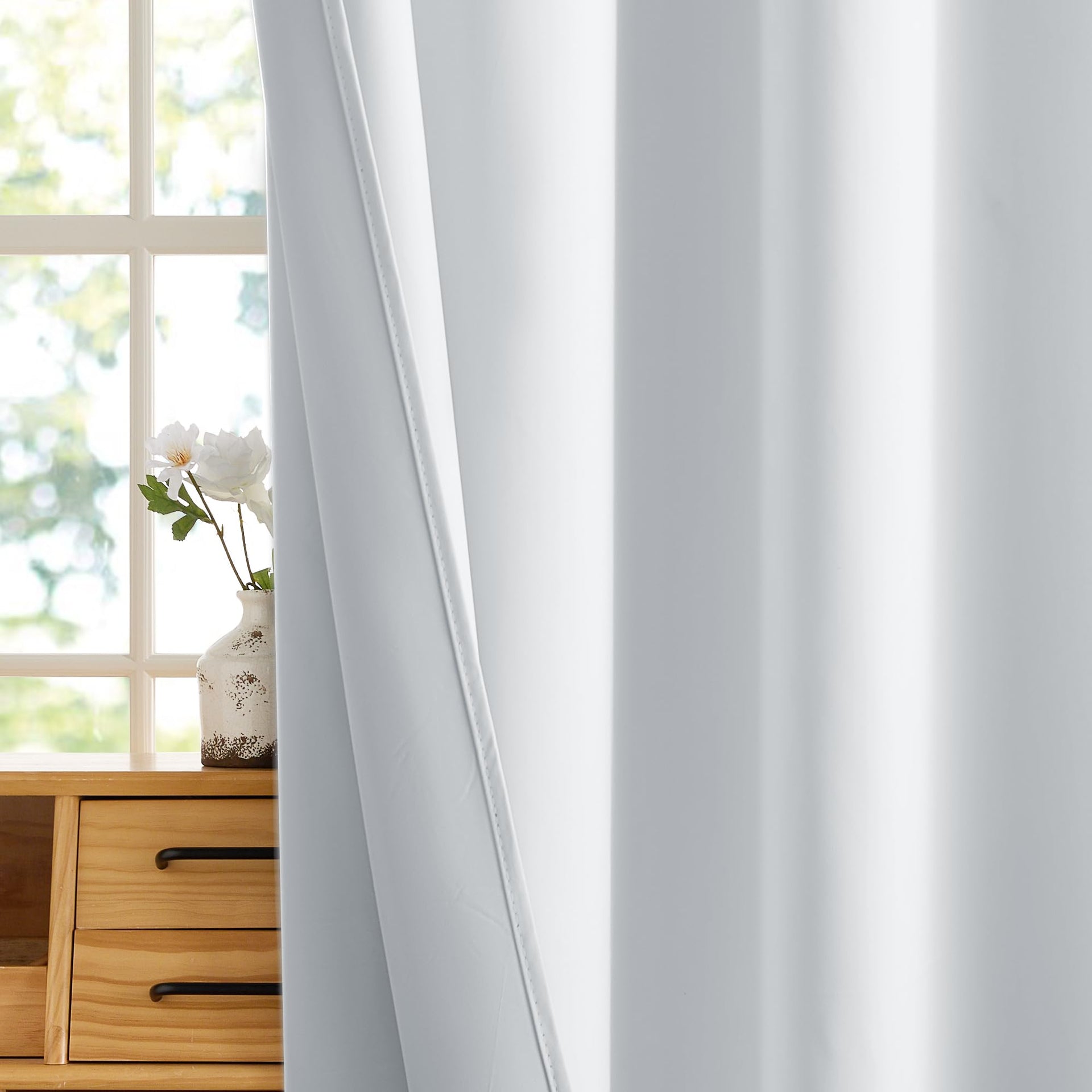 White 100% Blackout Curtains for Bedroom Living Room (2 Count)