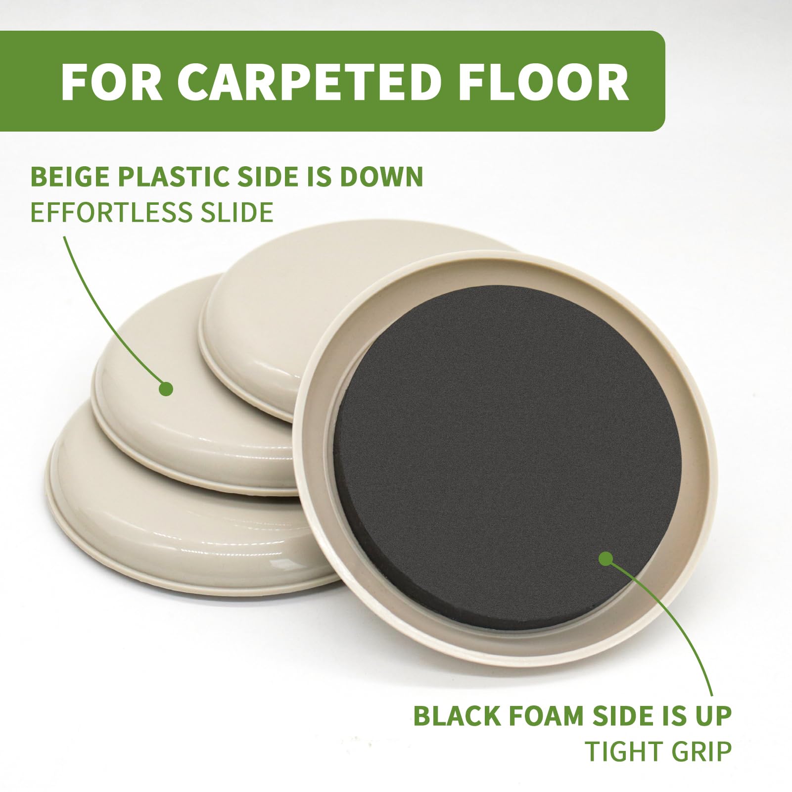 Furniture Sliders for Carpet 8 PCS (8 Count)