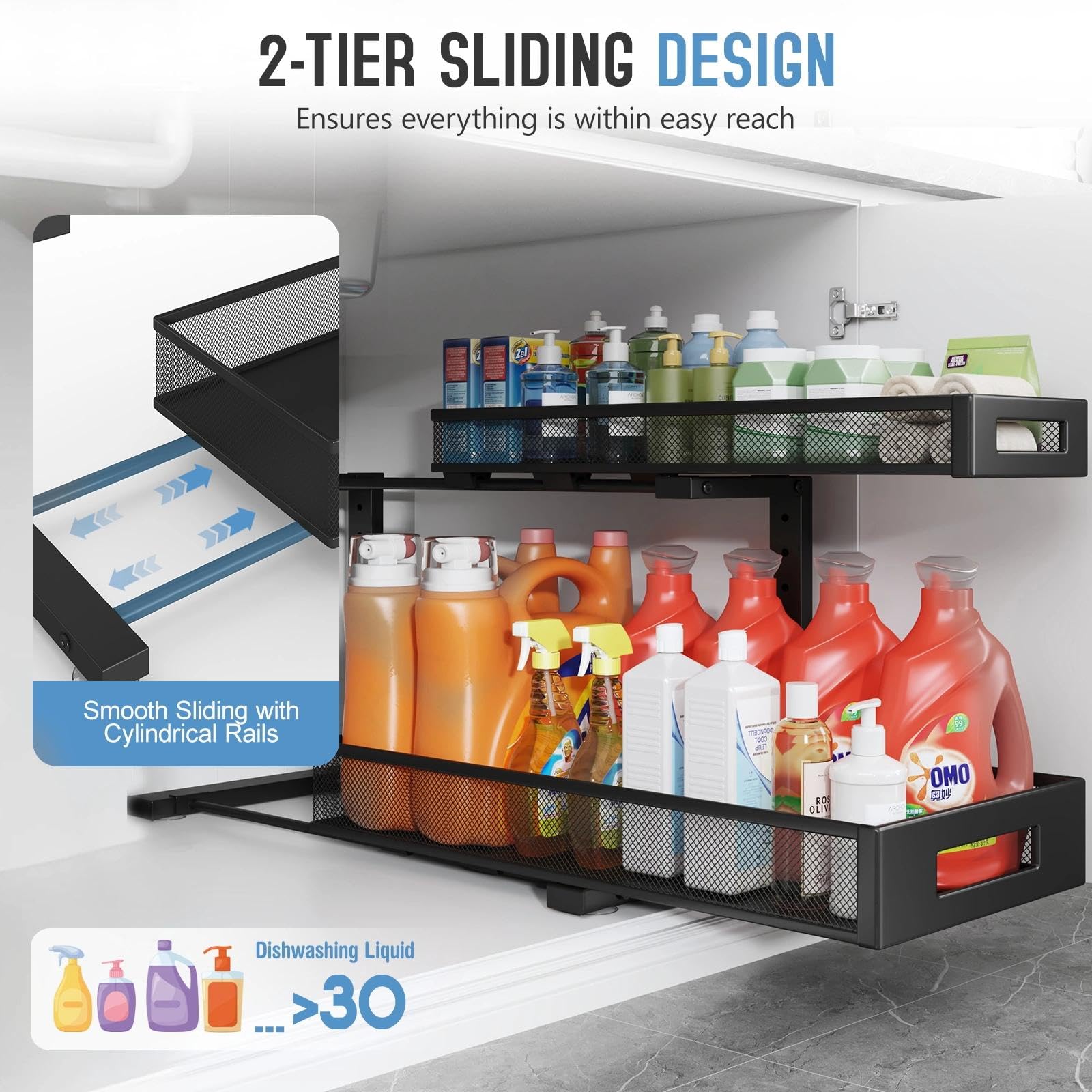 2 Pack 20.47IN Depth Under Sink Storage Organizer (2 Count)