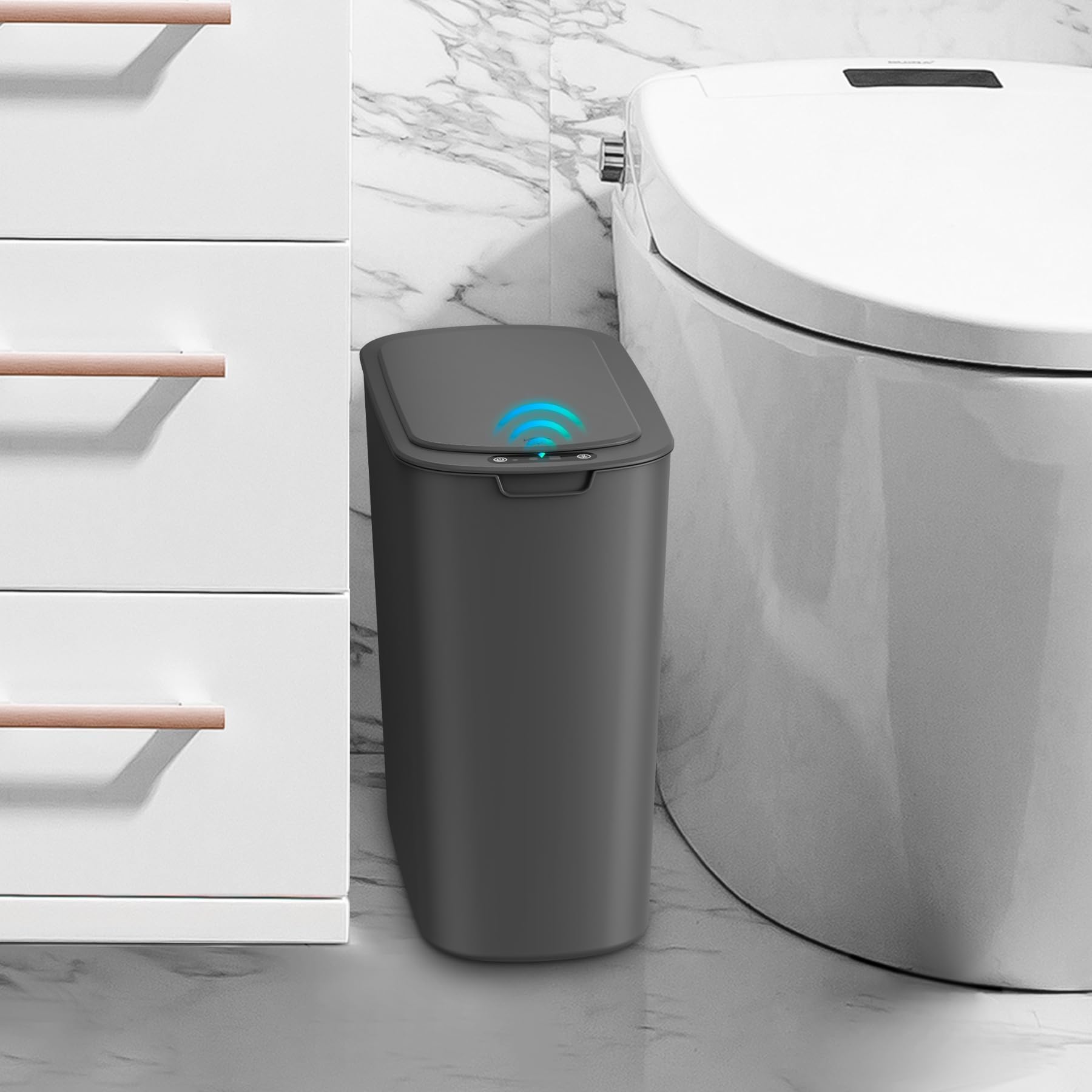 Automatic Small Bathroom Trash Can with Lid