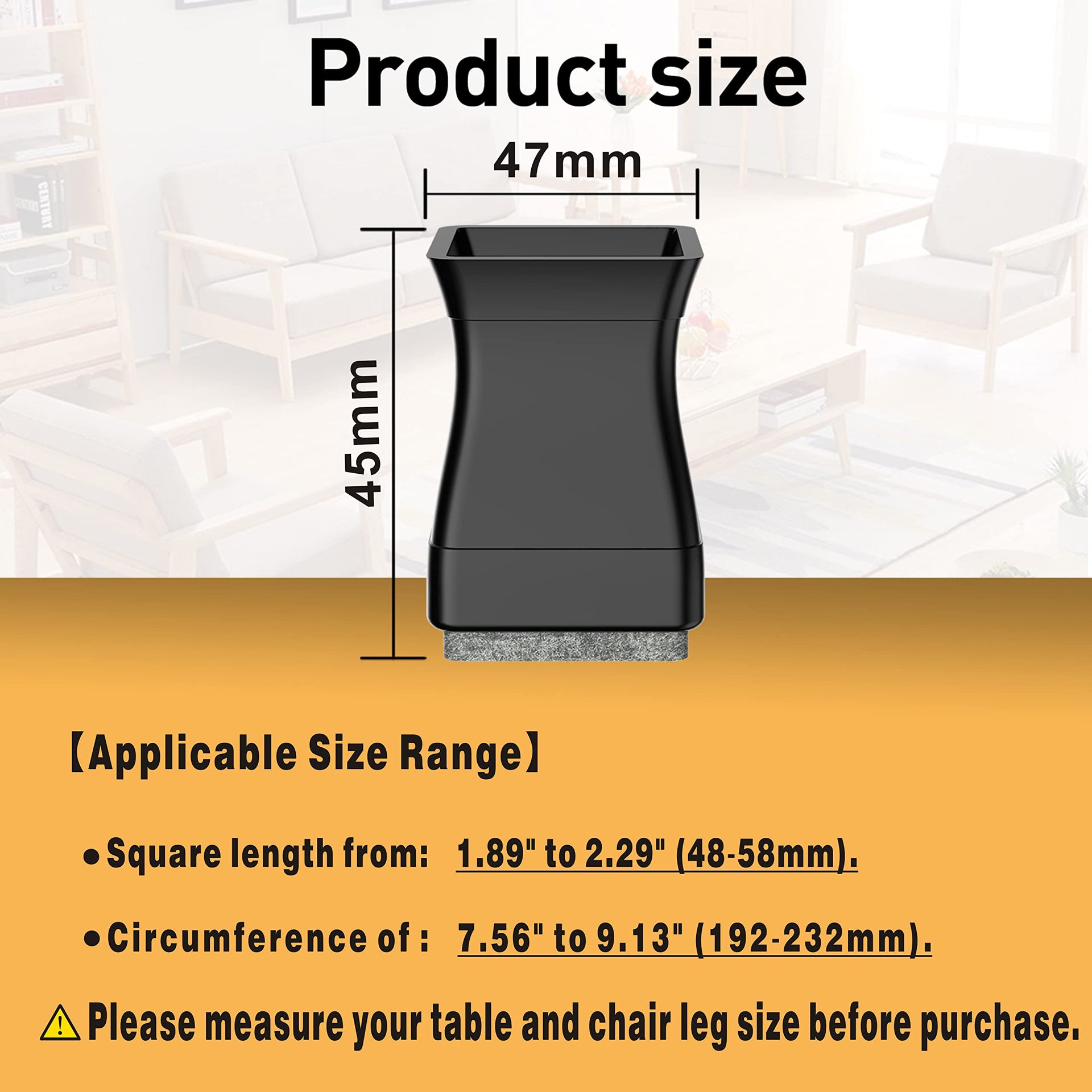 Square Chair Leg Protectors for Hardwood Floors (16 Count)