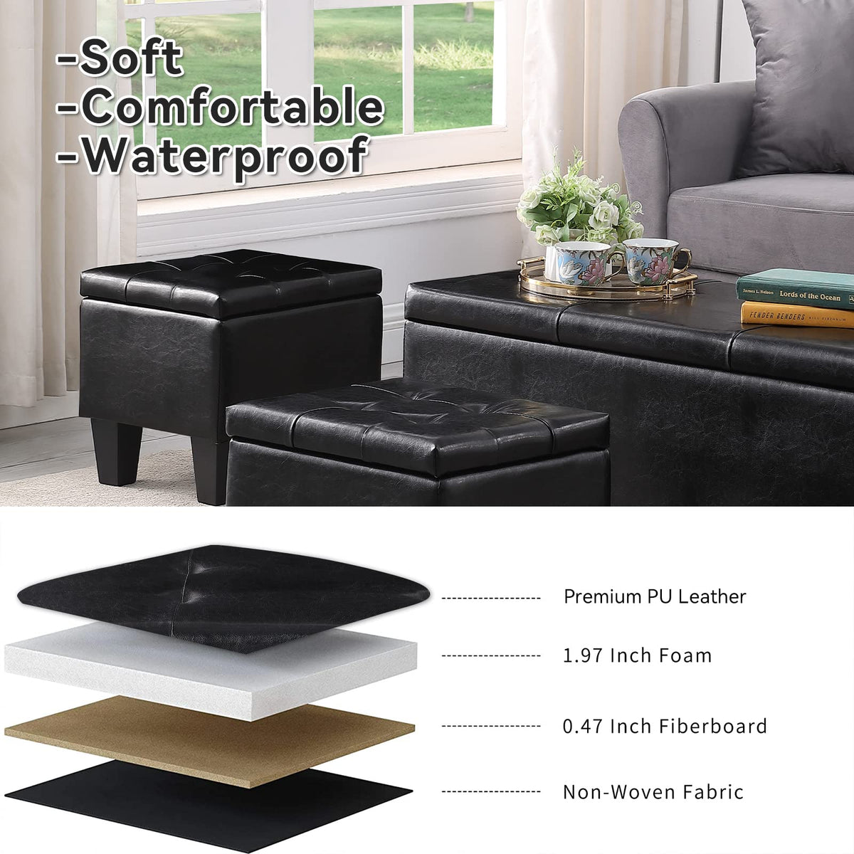 Storage Ottoman Set of 3 (3 Count)