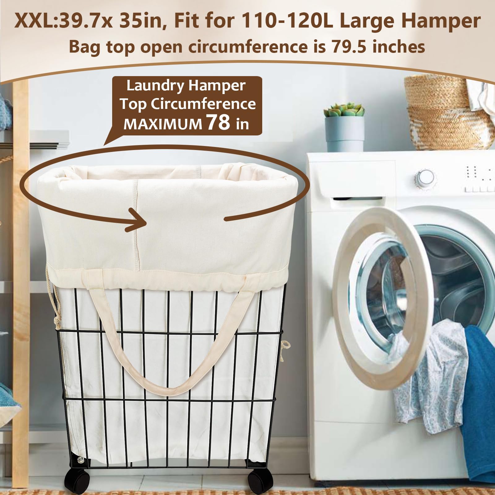 Canvas Laundry Bag Extra Large Heavy Duty Storage Bag 40"W x 35"H