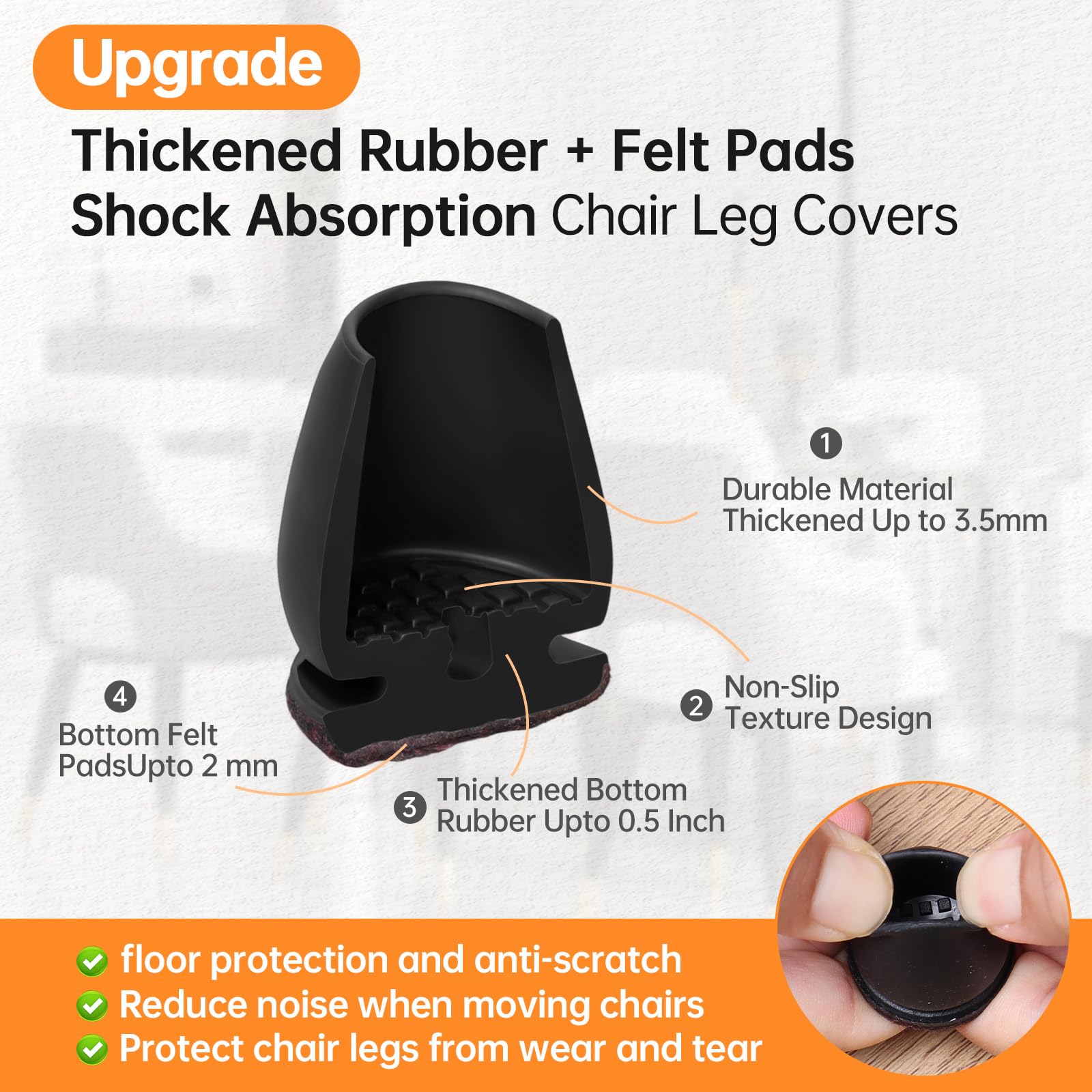 8 Pcs Small Silicone Chair Leg Sliders for Hardwood Floors (8 Count)