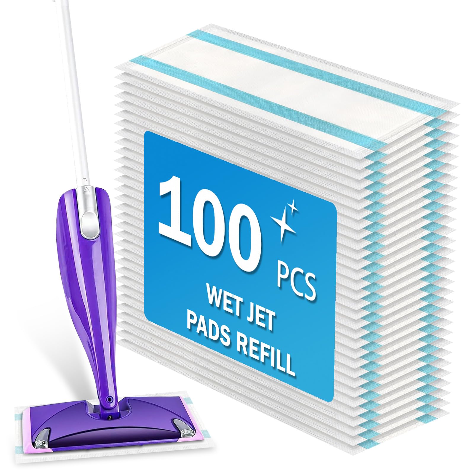 100 Count Wet Jet Pads Refills for Swiffer WetJet Mop
