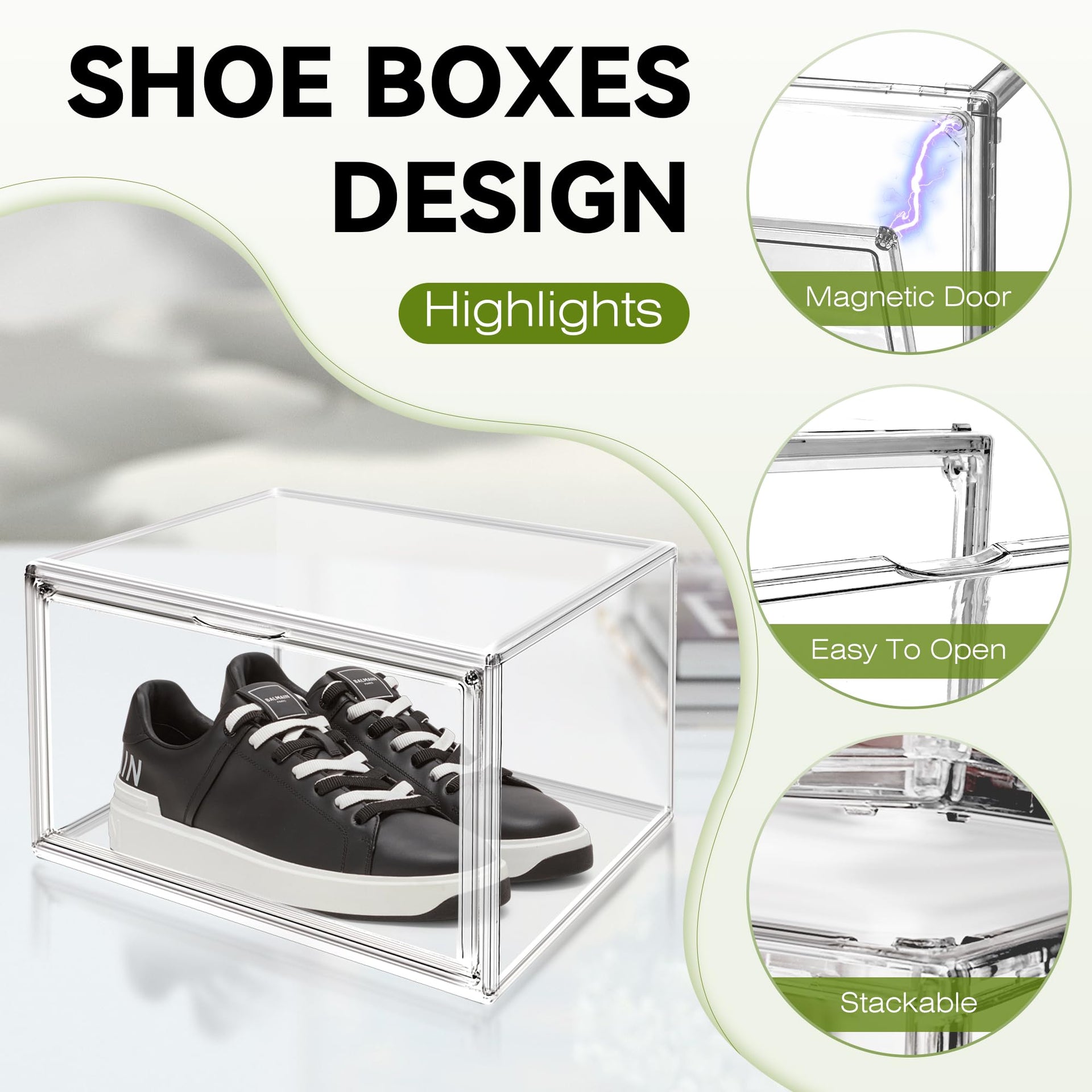 1 Pack Clear Plastic Shoe Boxes