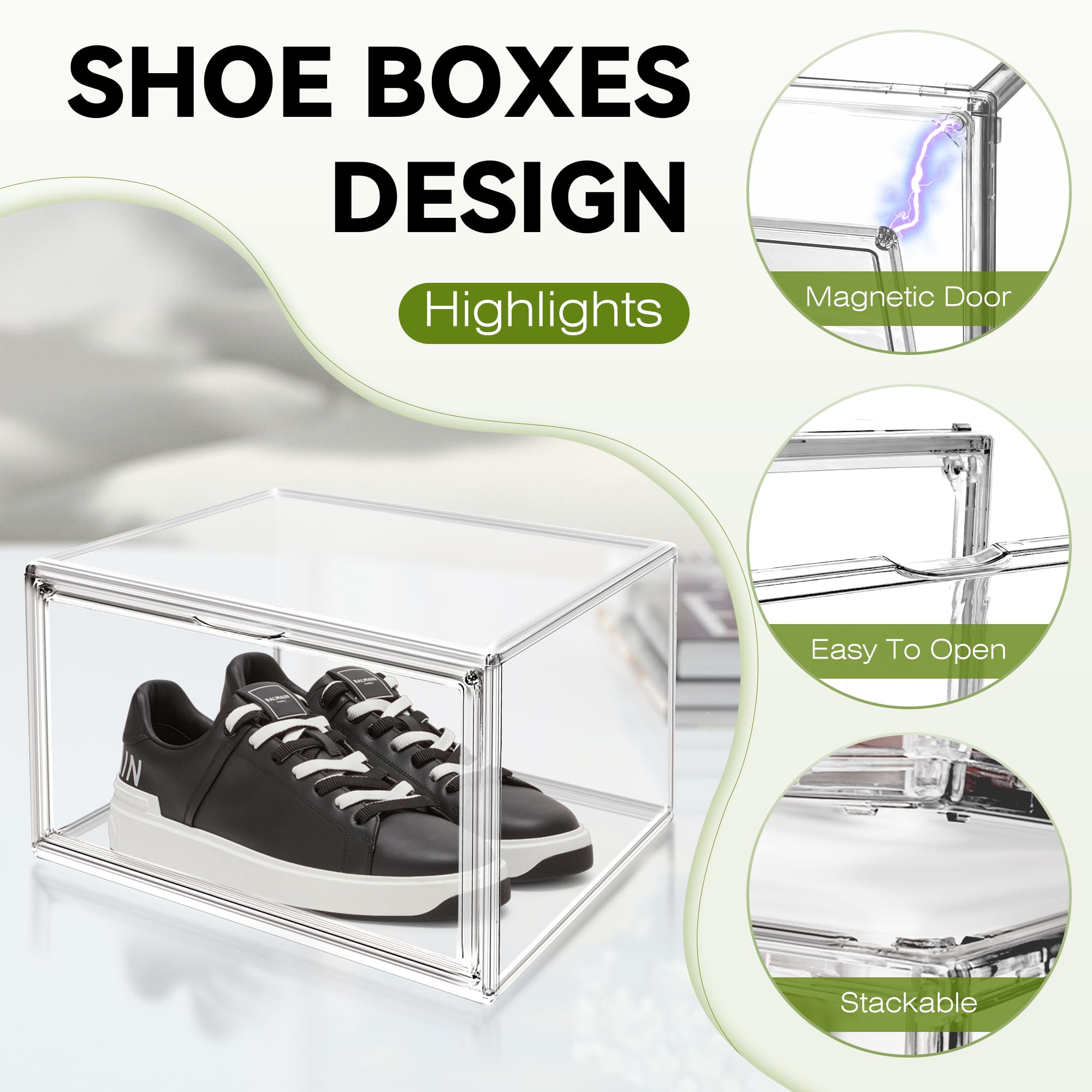 1 Pack Clear Plastic Shoe Boxes