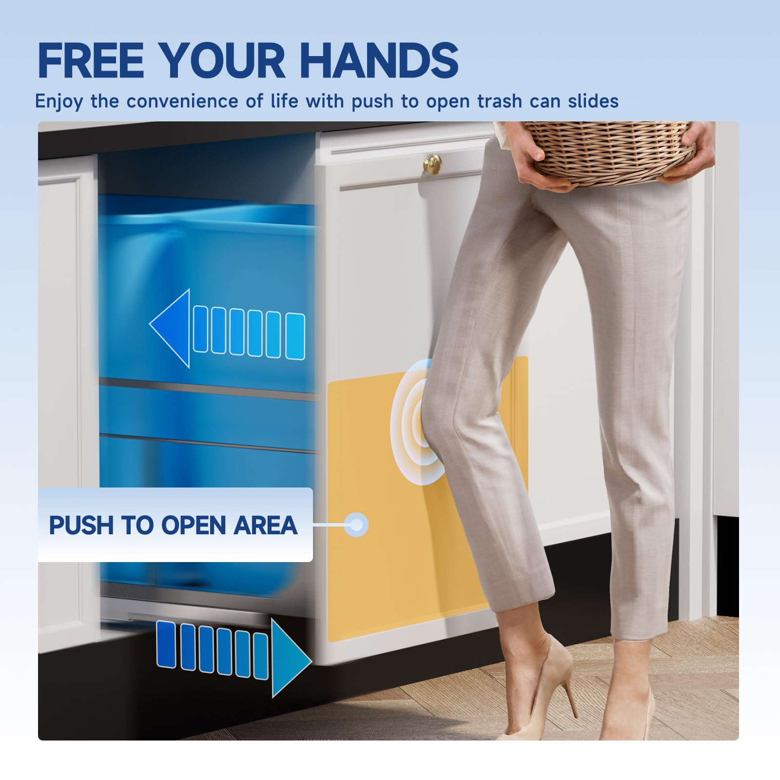Dual Pull Out Trash Can Under Cabinet with Push to Open Slide Grey