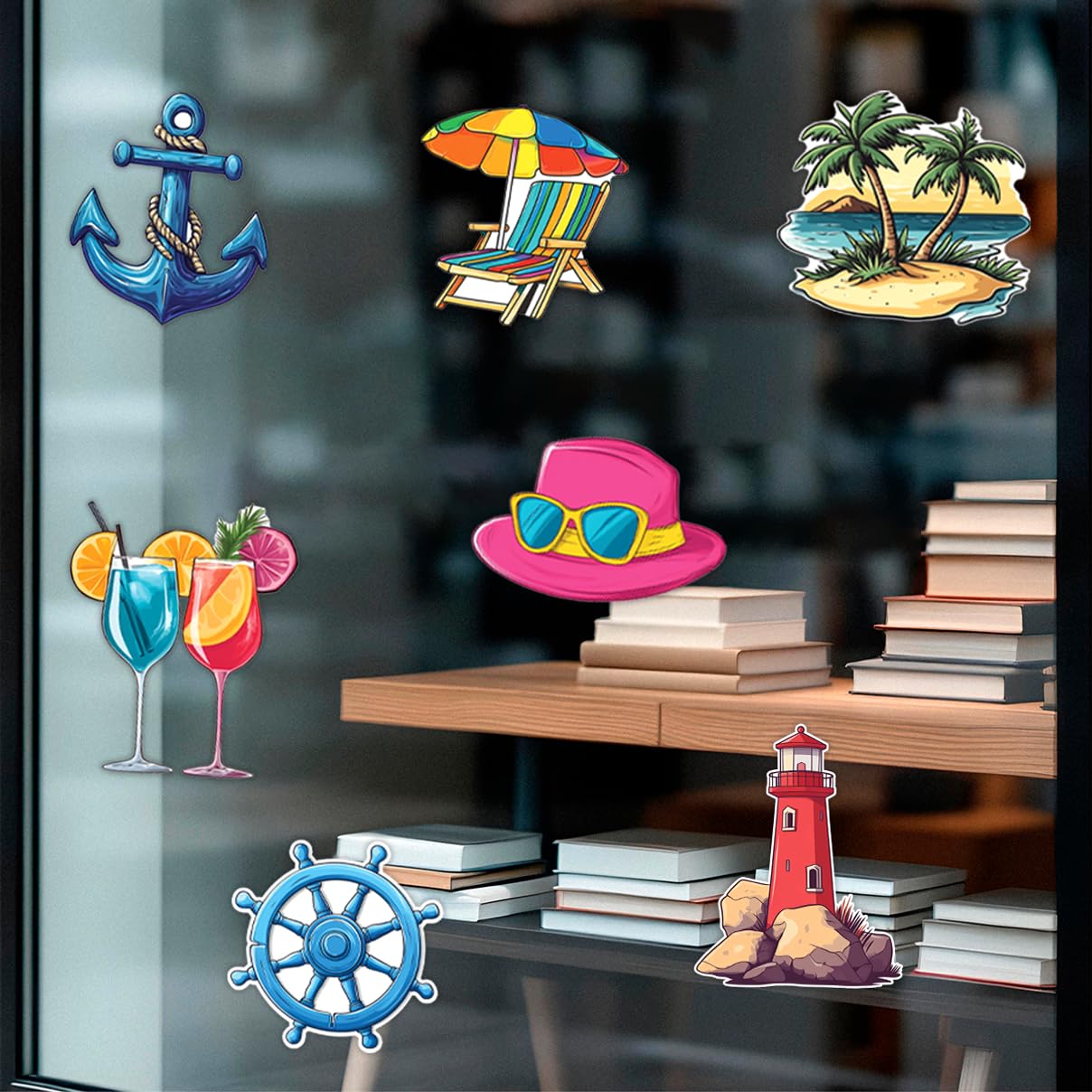 Tropical Summer Beach Vacation Stickers Pack 24Pcs Vinyl Waterproof for Laptop Water Bottle Scrapbook Travel Journal DIY Decorations Teens Adults Hard Bottles Wall (24 Count)