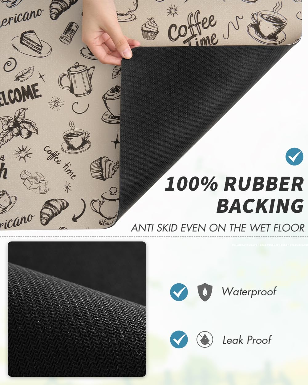 Coffee Mat Hide Stain Rubber Backed Absorbent Dish Drying Mat for Kitchen Counter