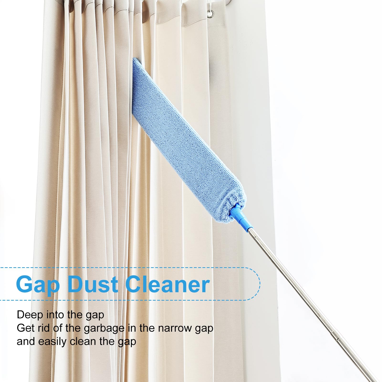 Retractable Gap Duster Cleaner Cleaning Tools with 2 Microfiber Dusting Cloths Washable Duster for Cleaning Under Appliances Furniture Couch Fridge (2 Count)