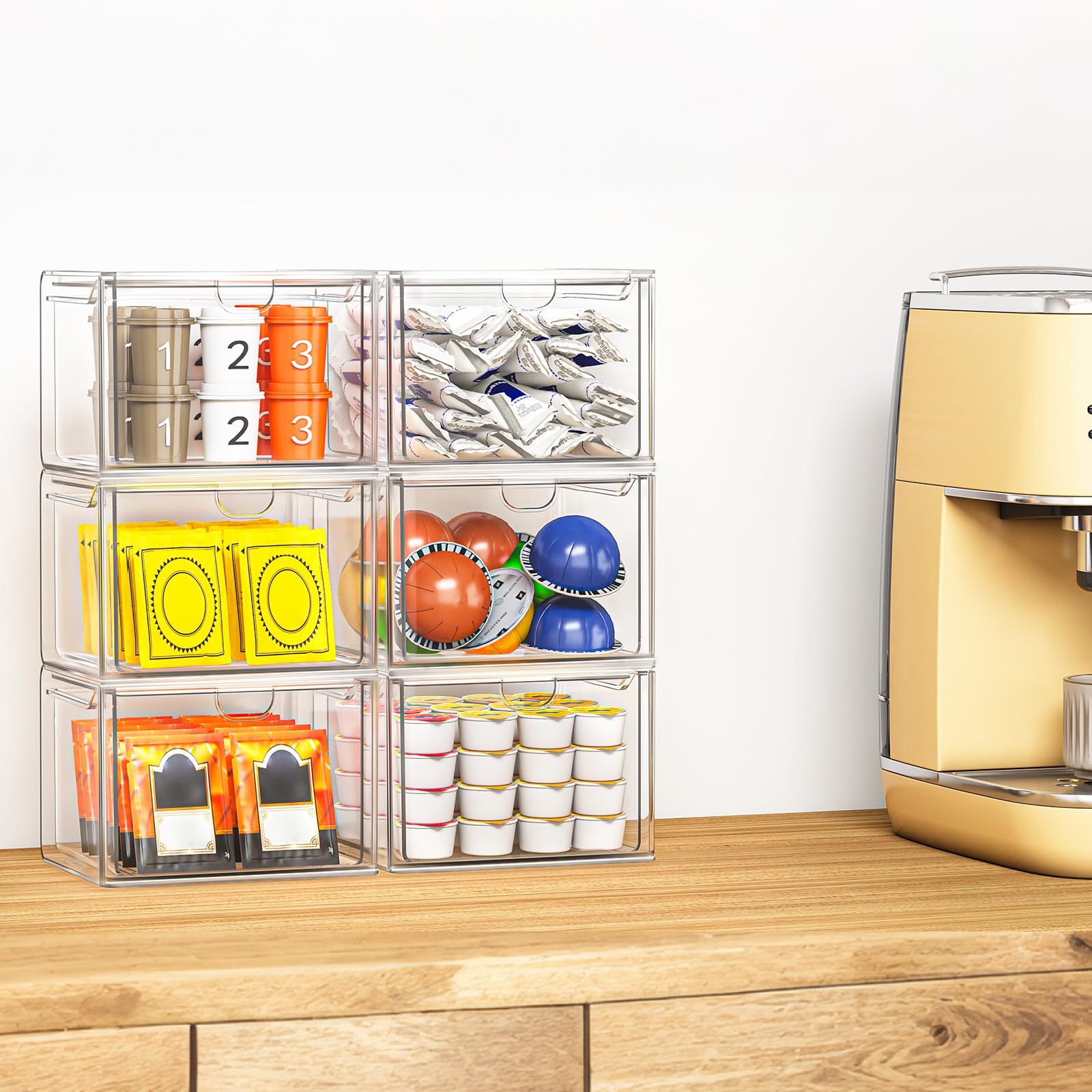 6 Pack Stackable Acrylic Storage Drawers (6 Count)