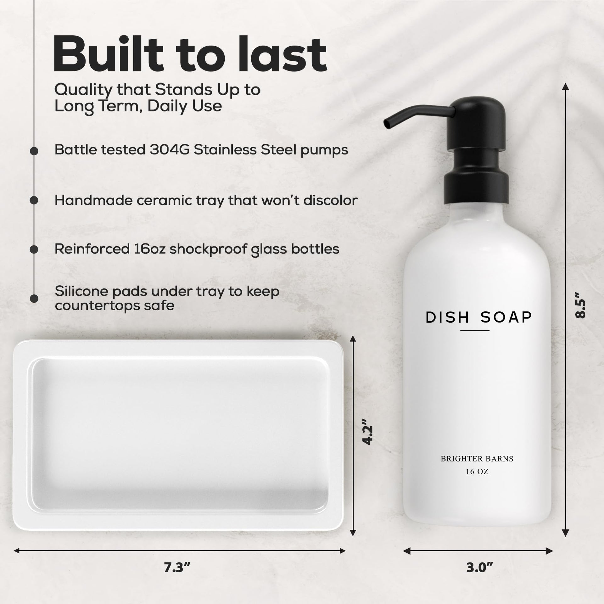 White Glass Hand and Dish Soap Dispenser Set by Brighter Barns