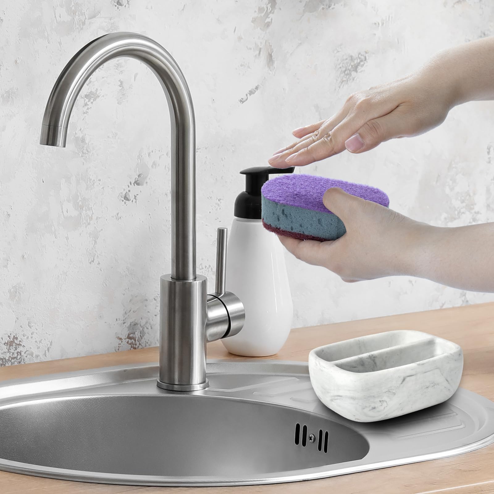 Modern White Resin Sponge Holder for Kitchen Sink