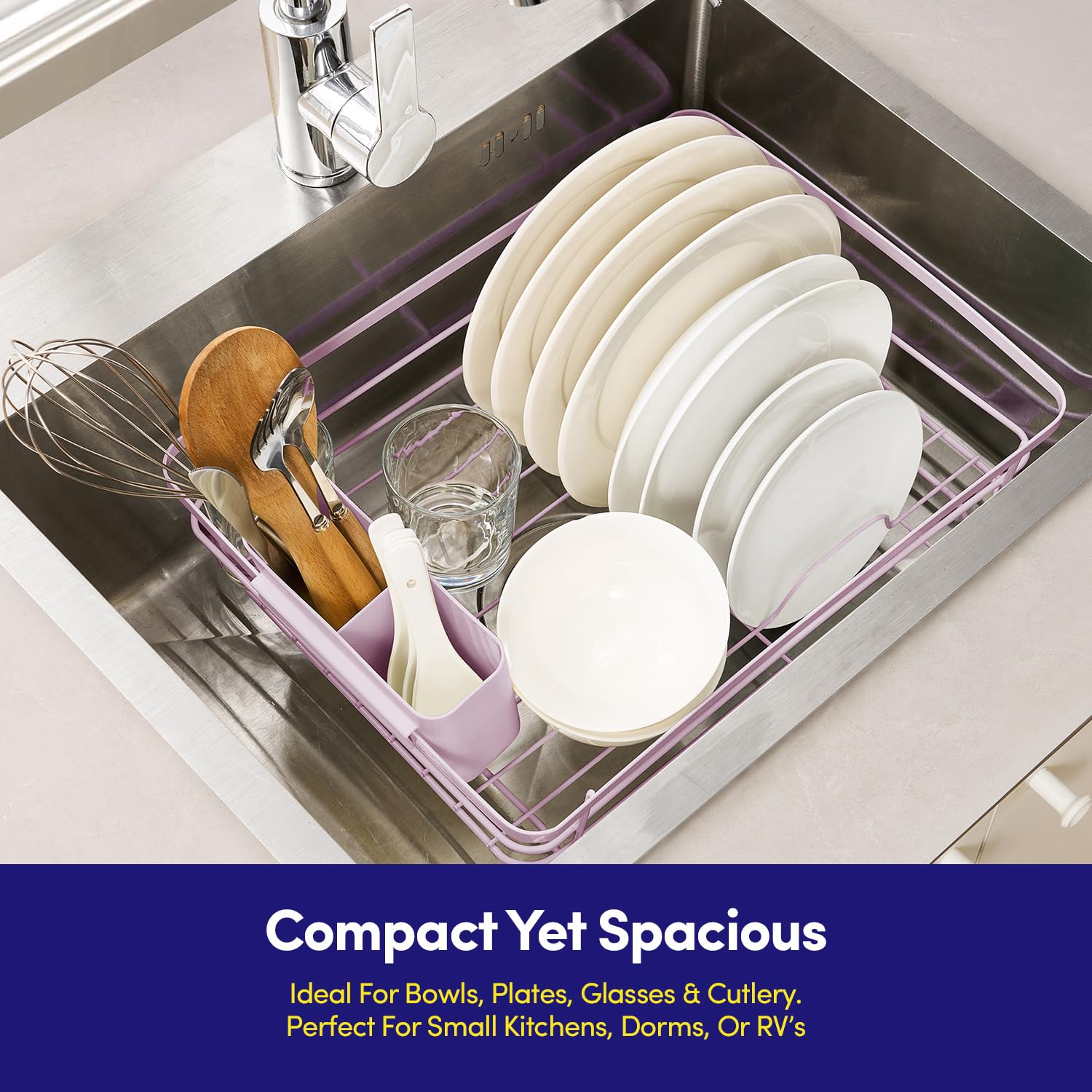 Dish Drying Rack 3 Piece Dish Drainer with Drainboard Set for Kitchen Counter